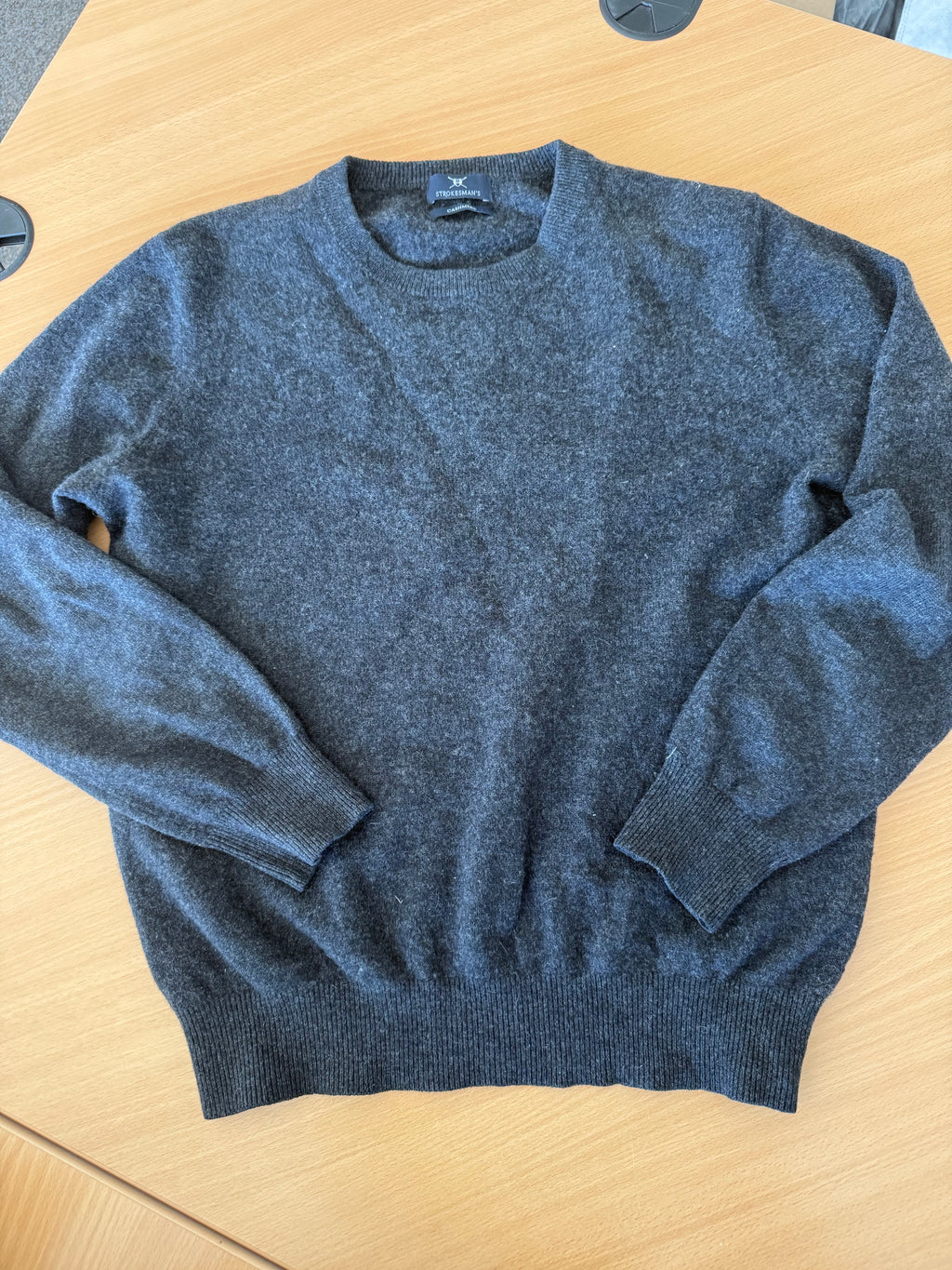 Strokesman's Kaschmir Pullover Rundhals Dunkelgrau Gr. M Sehr Gut