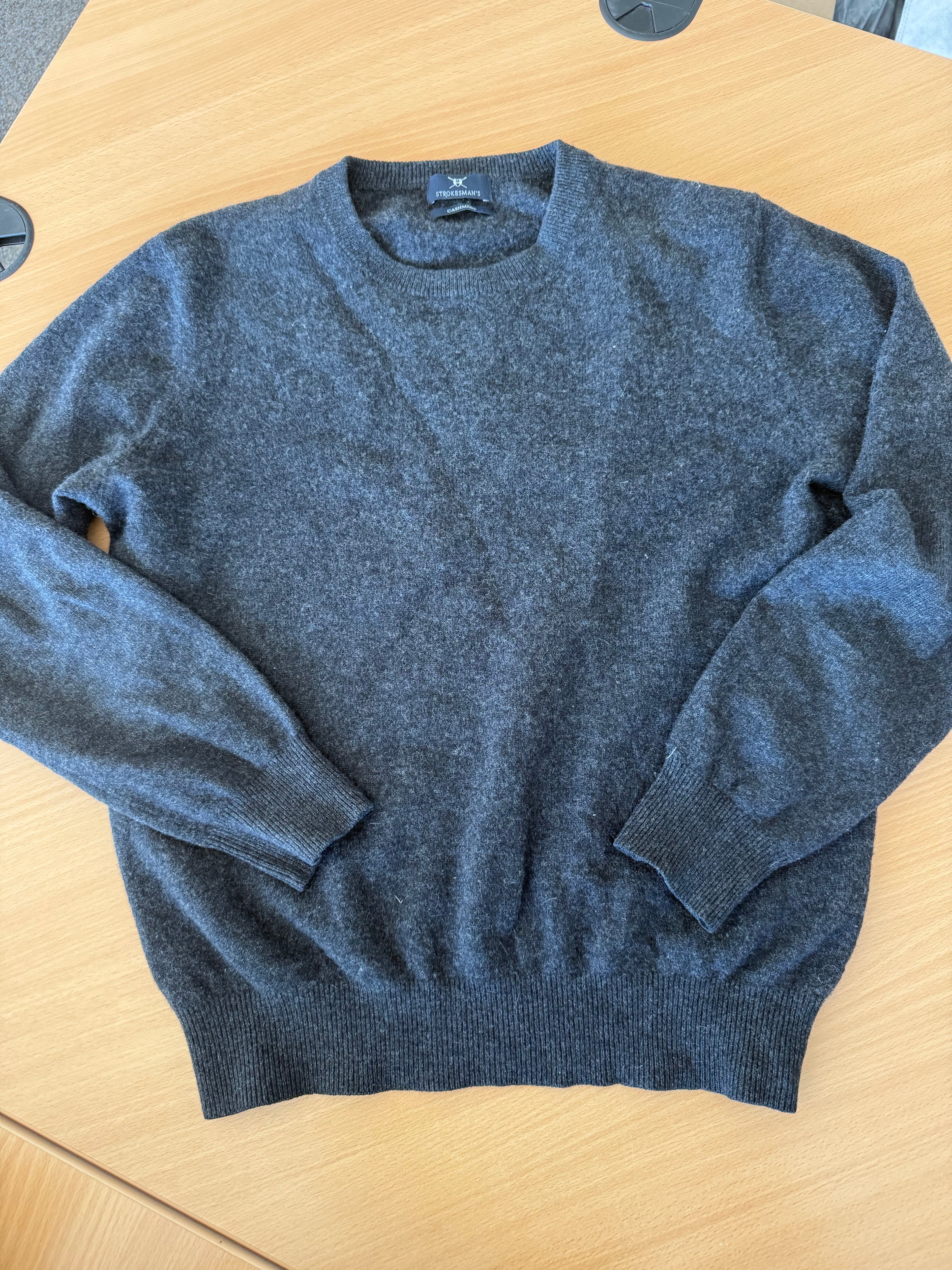 Strokesman's Kaschmir Pullover Rundhals Dunkelgrau Gr. M Sehr Gut