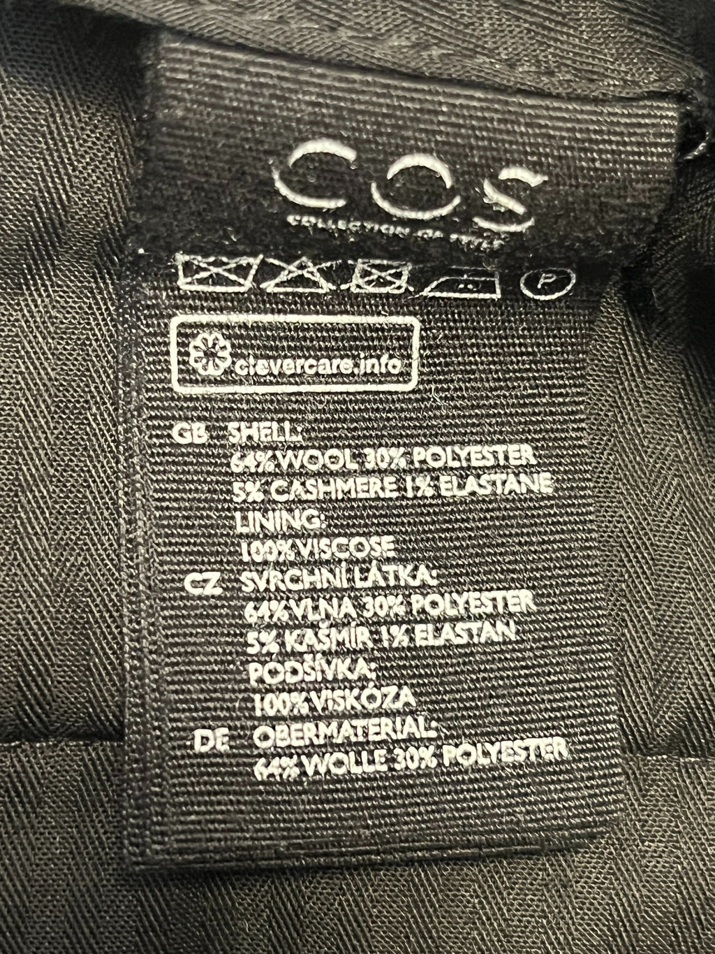 COS Wollmix Herren Hose EU 48 Anthrazit Sehr Gut