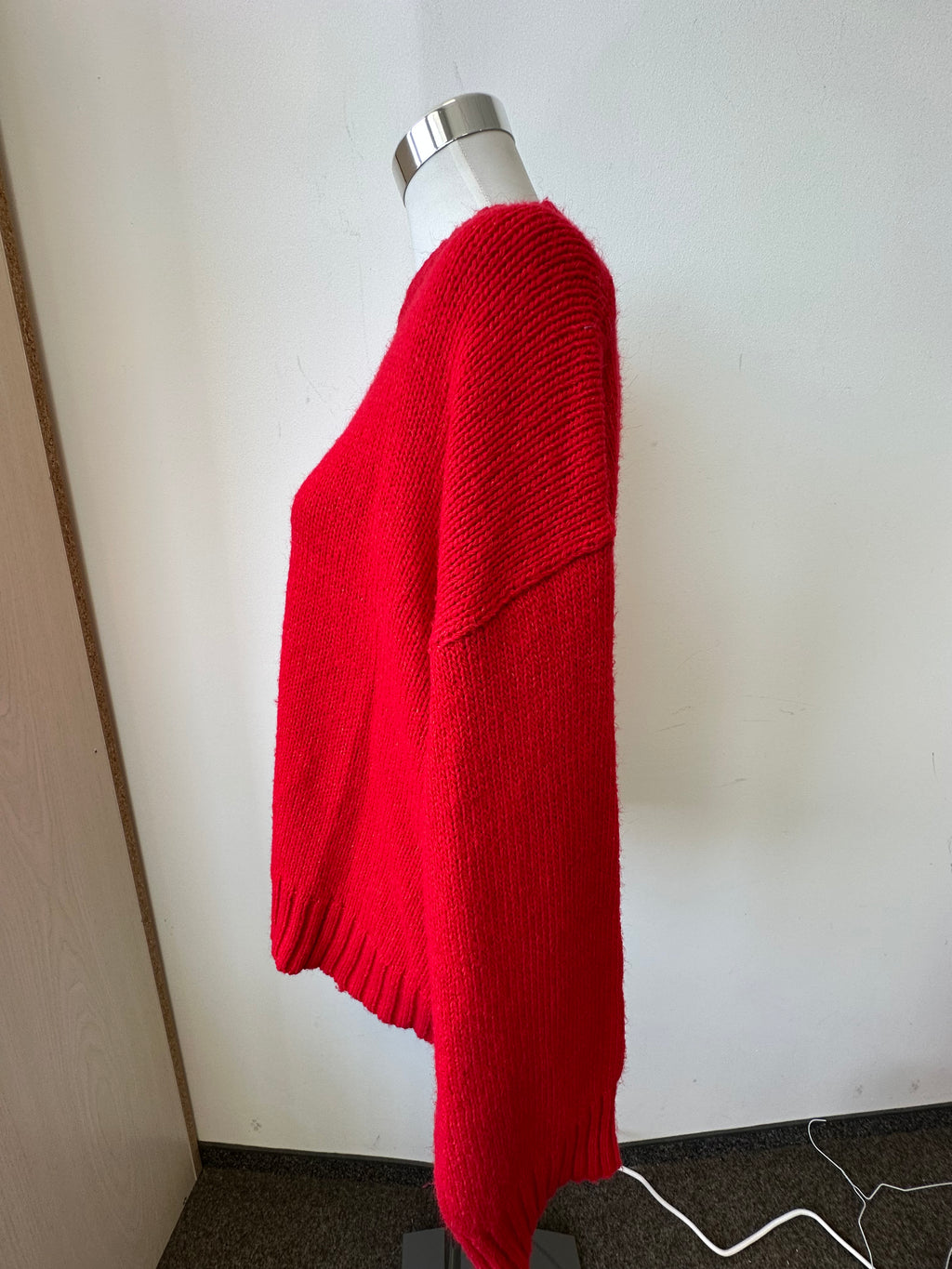 NA-KD Oversized Knit Sweater Red Large Very Good Condition
