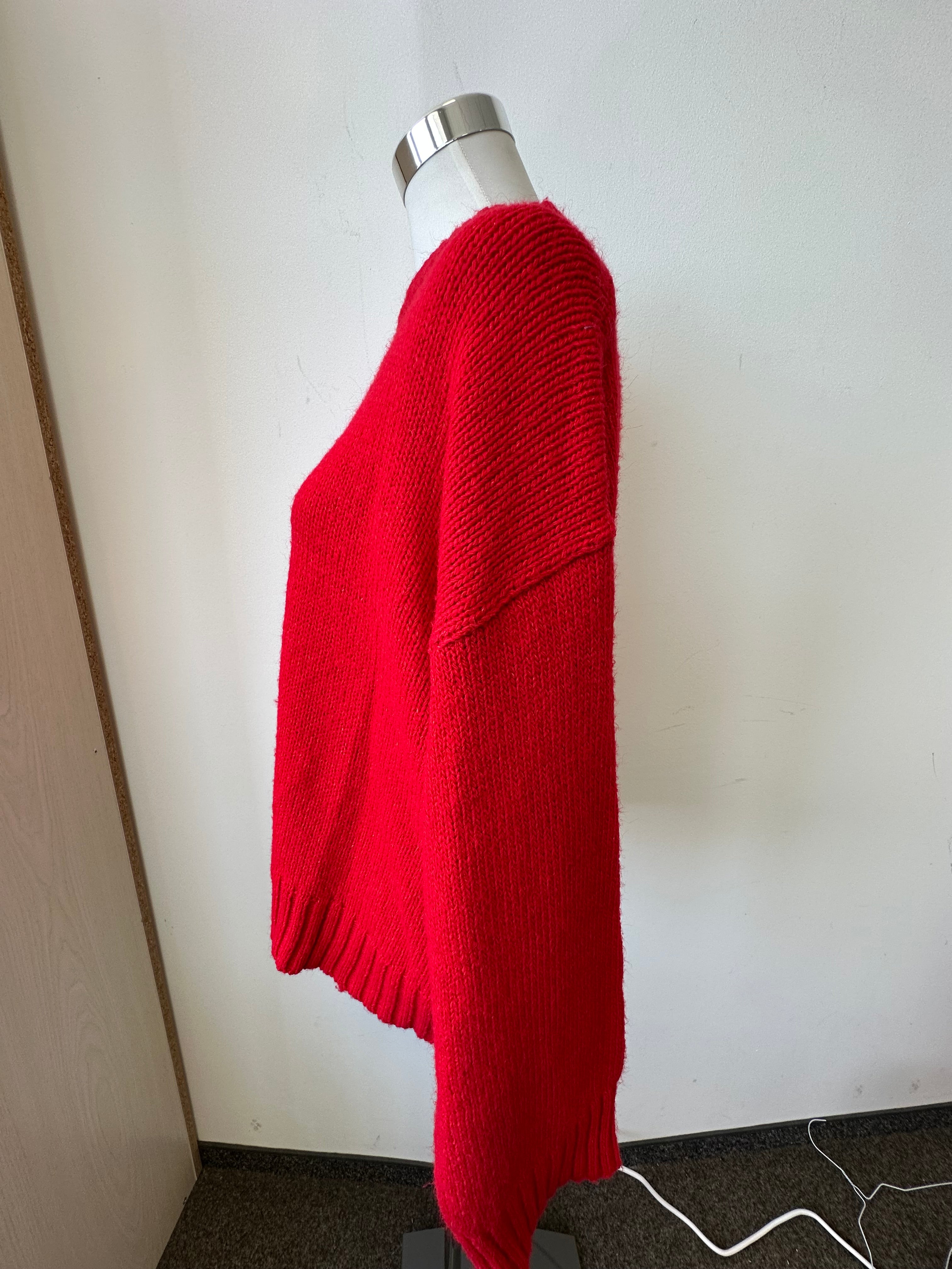 NA-KD Oversized Knit Sweater Red Large Very Good Condition