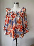 Essentiel Antwerp Kleid – Baumwollmix, Indigo/Orange, Gr. M, Guter Zustand