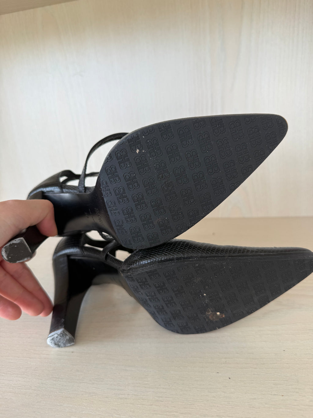BOSS Damen Ankle-Strap Pumps, Lizard-Prägung, Leder, Schwarz, Gr. 38, Gut