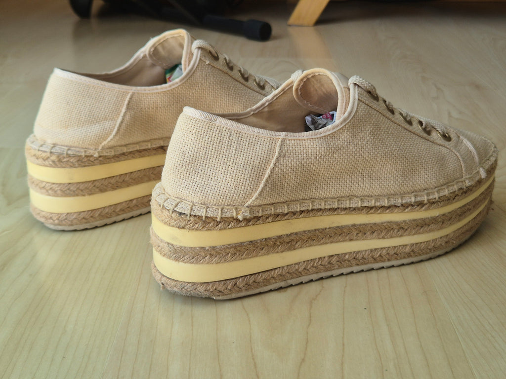 Stradivarius platform espadrille sneakers, EU 40, beige, normal use