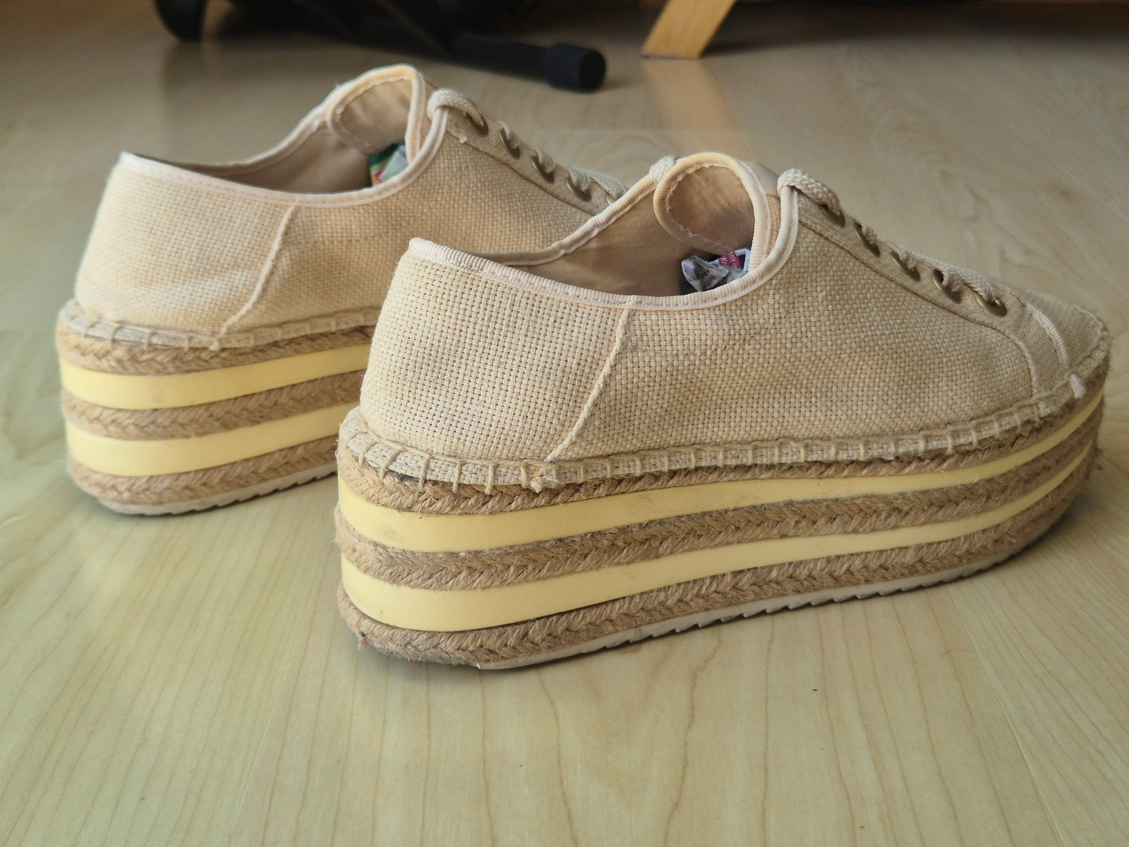Stradivarius platform espadrille sneakers, EU 40, beige, normal use