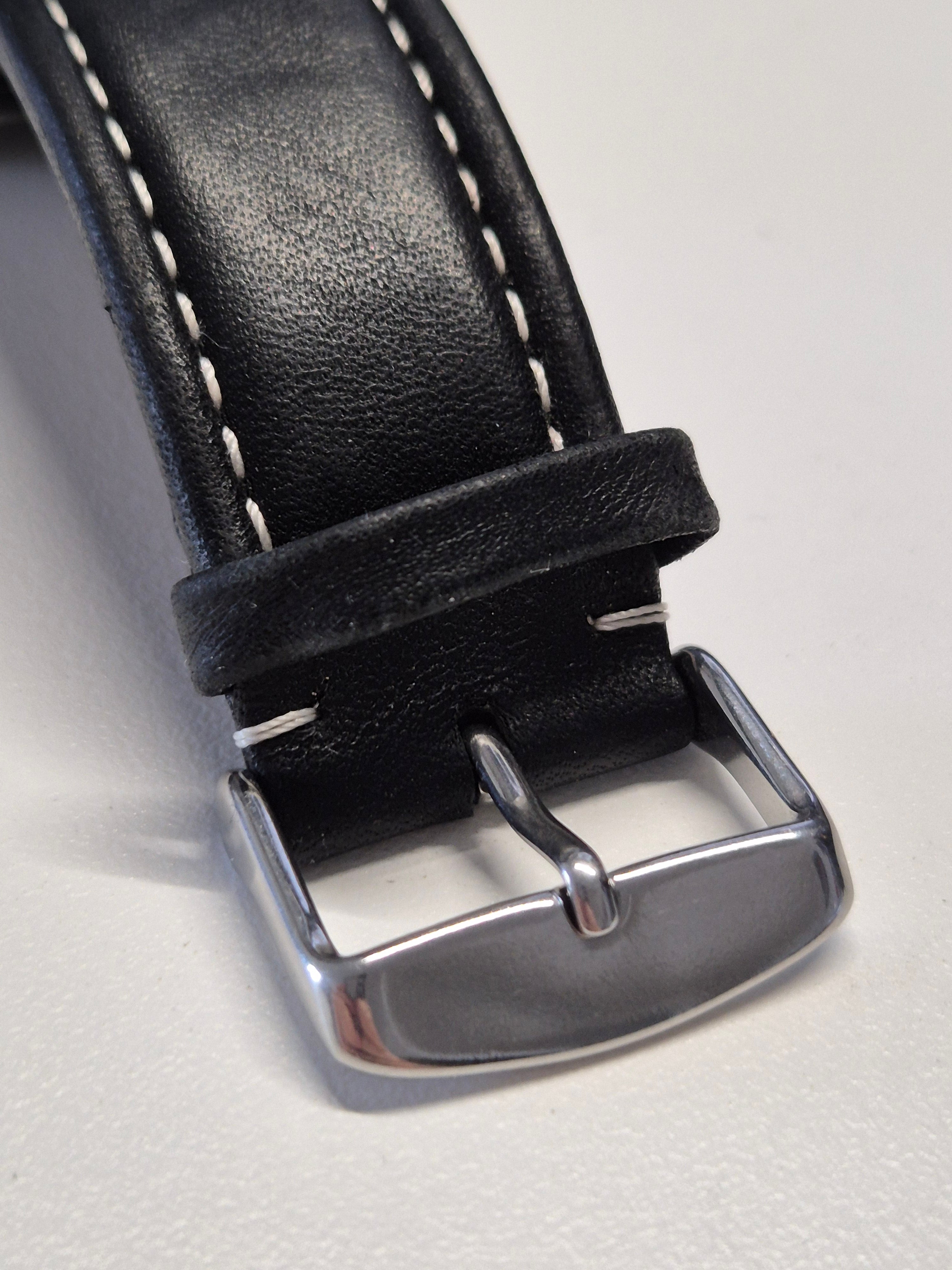 Emporio Armani AR0143 Men’s Rectangular Stainless Steel Watch Black Leather Strap