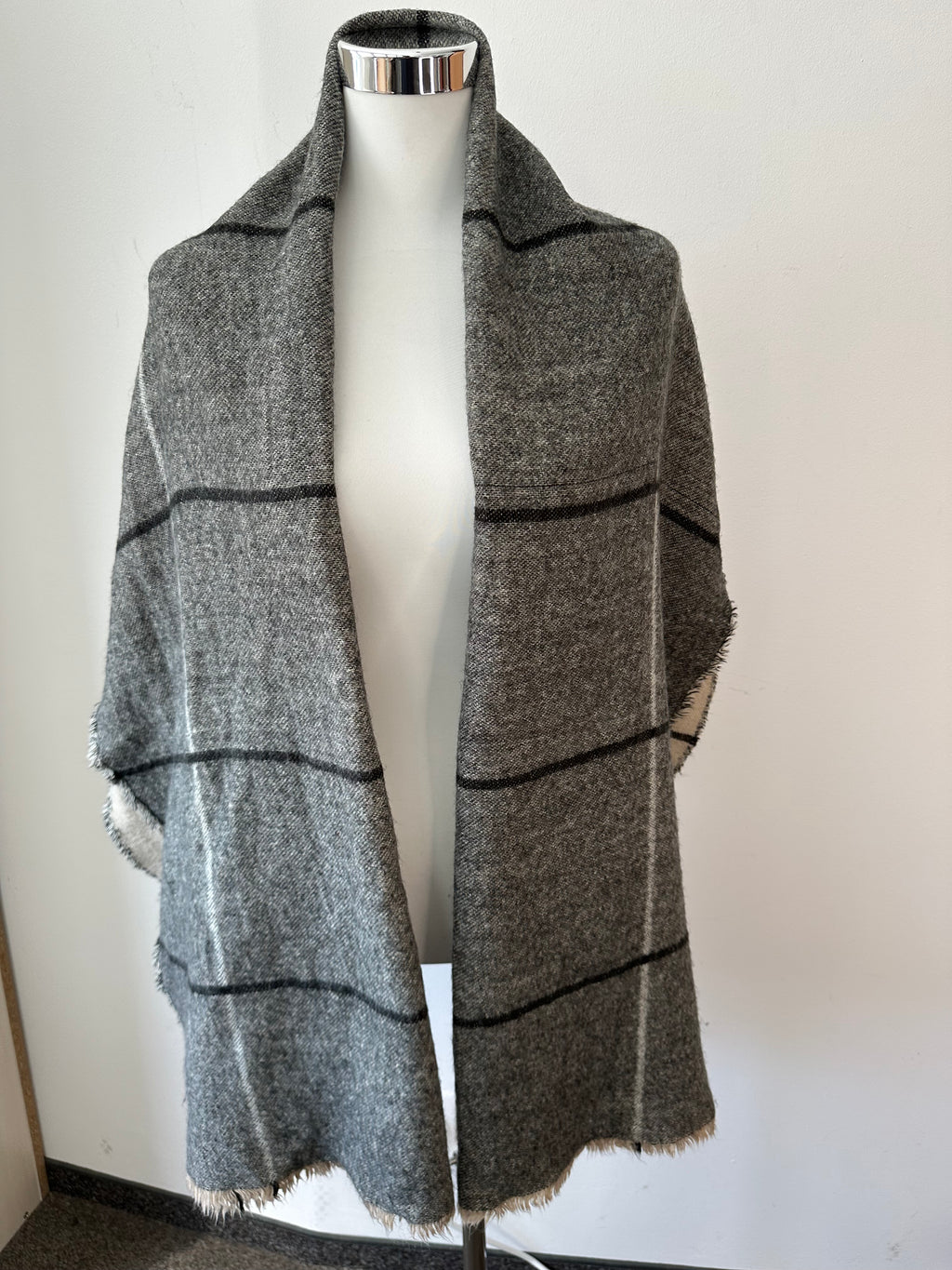Wendeschal – Italian Wool, Grau/Beige, ca. 192×82 cm, Generic, neuwertig