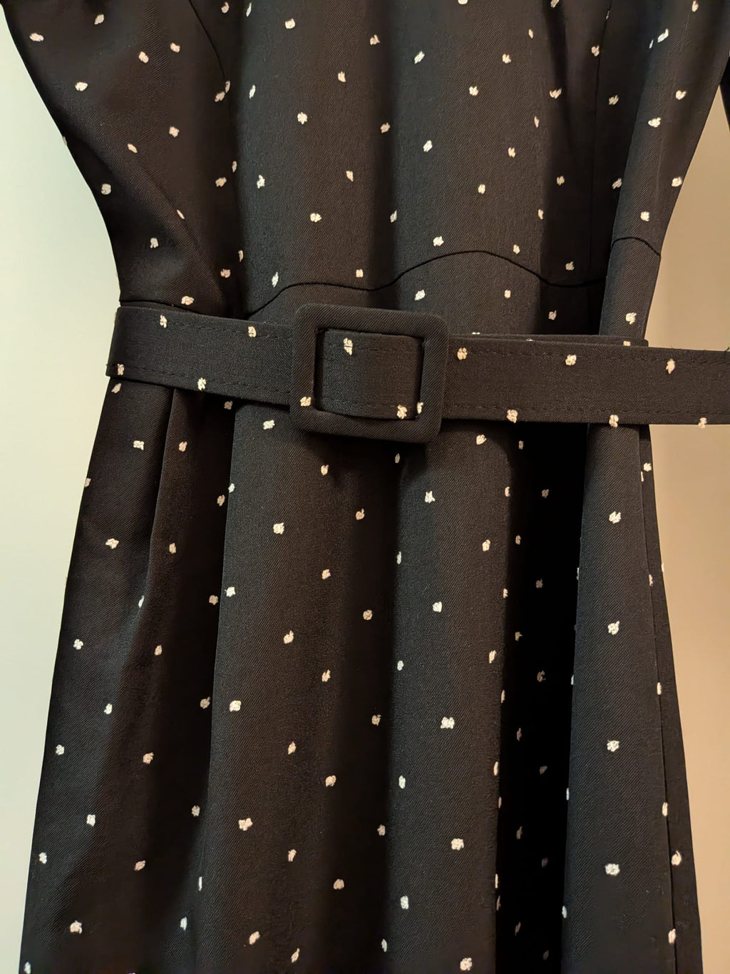 Rumelia Black Polka Dot Midi Dress, Size 38, Very Good Condition