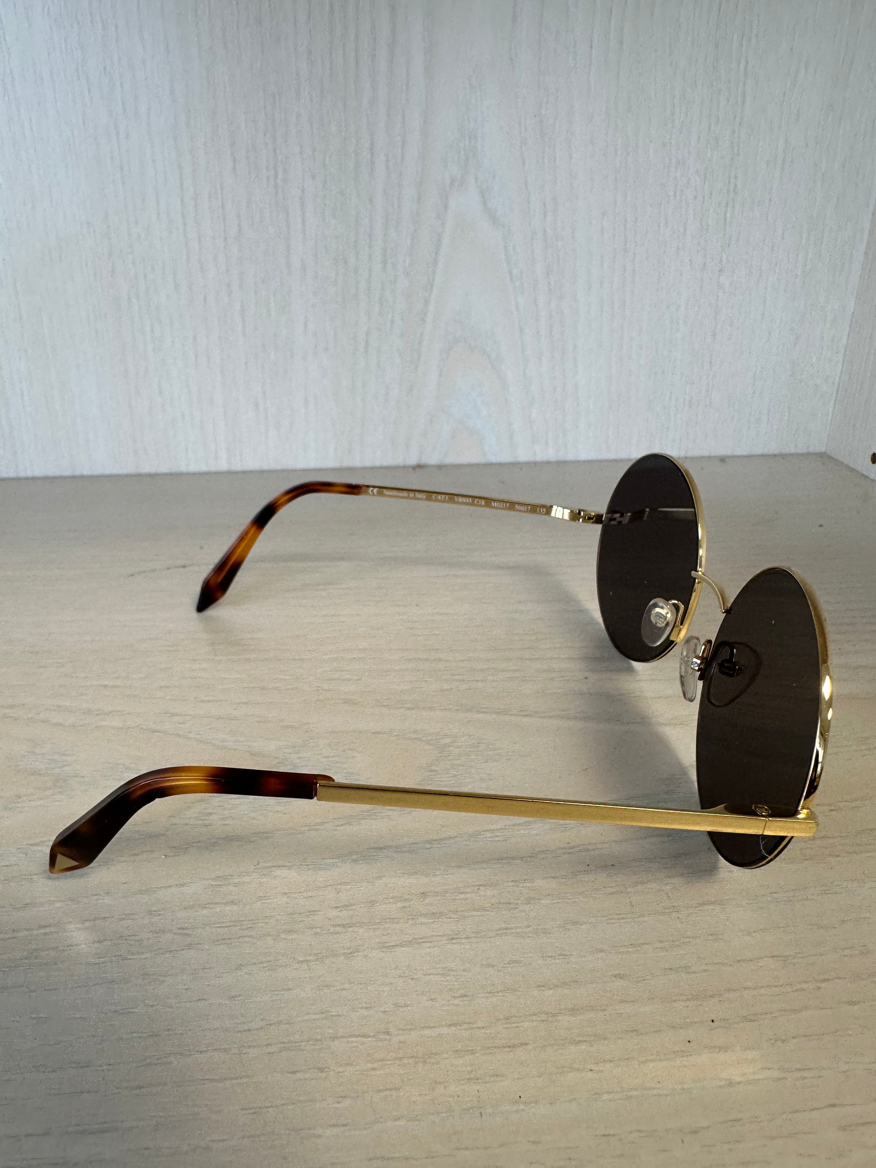 Victoria Beckham Sonnenbrille VB595 C18 Gold Rund Medium – Guter Zustand
