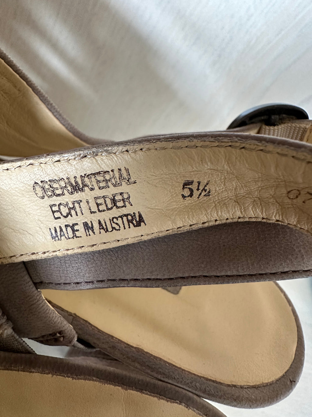 Paul Green “Reba” Leather Slingback Sandals, Beige, Size 5.5 UK, Good Condition