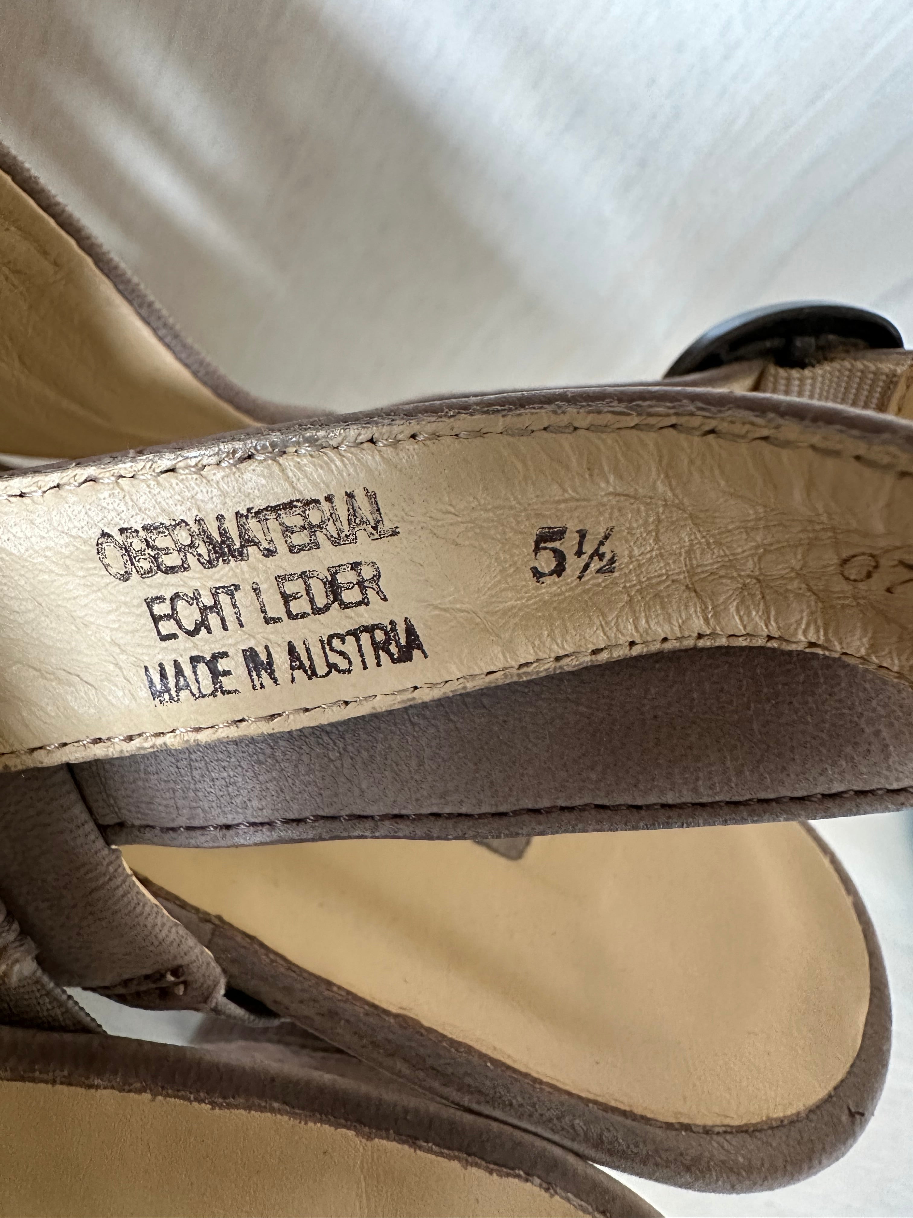 Paul Green “Reba” Leather Slingback Sandals, Beige, Size 5.5 UK, Good Condition