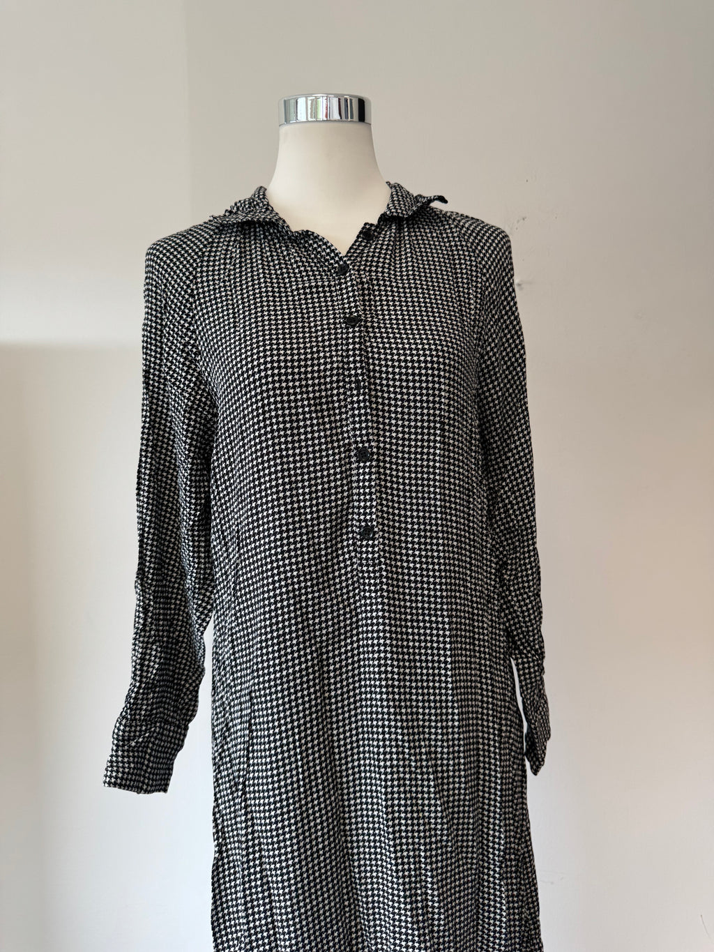 Zara Houndstooth Maxi Dress, Black/White, Size M, Very Good Condition