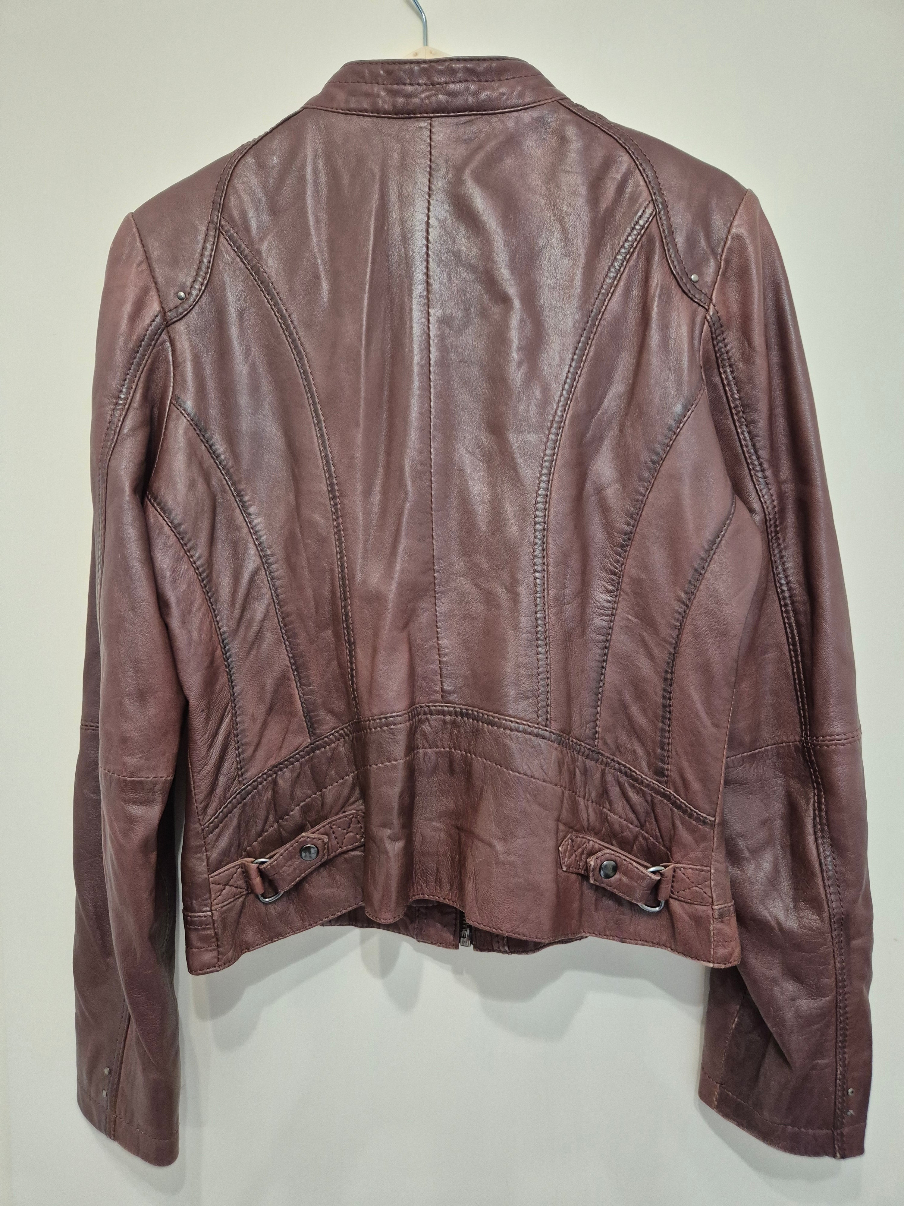 Saki Collection Medina Lederjacke Braun Größe 36, gebraucht