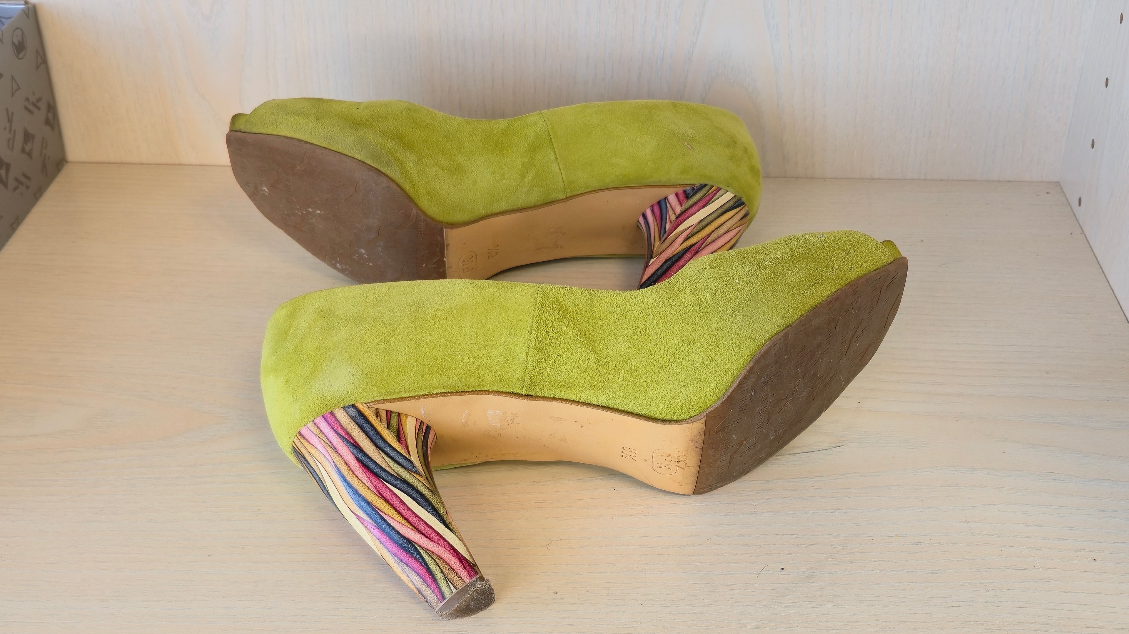 Peter Kaiser Suede Peep-Toe Pumps – Limettengrün, EU 38.5, Gebraucht