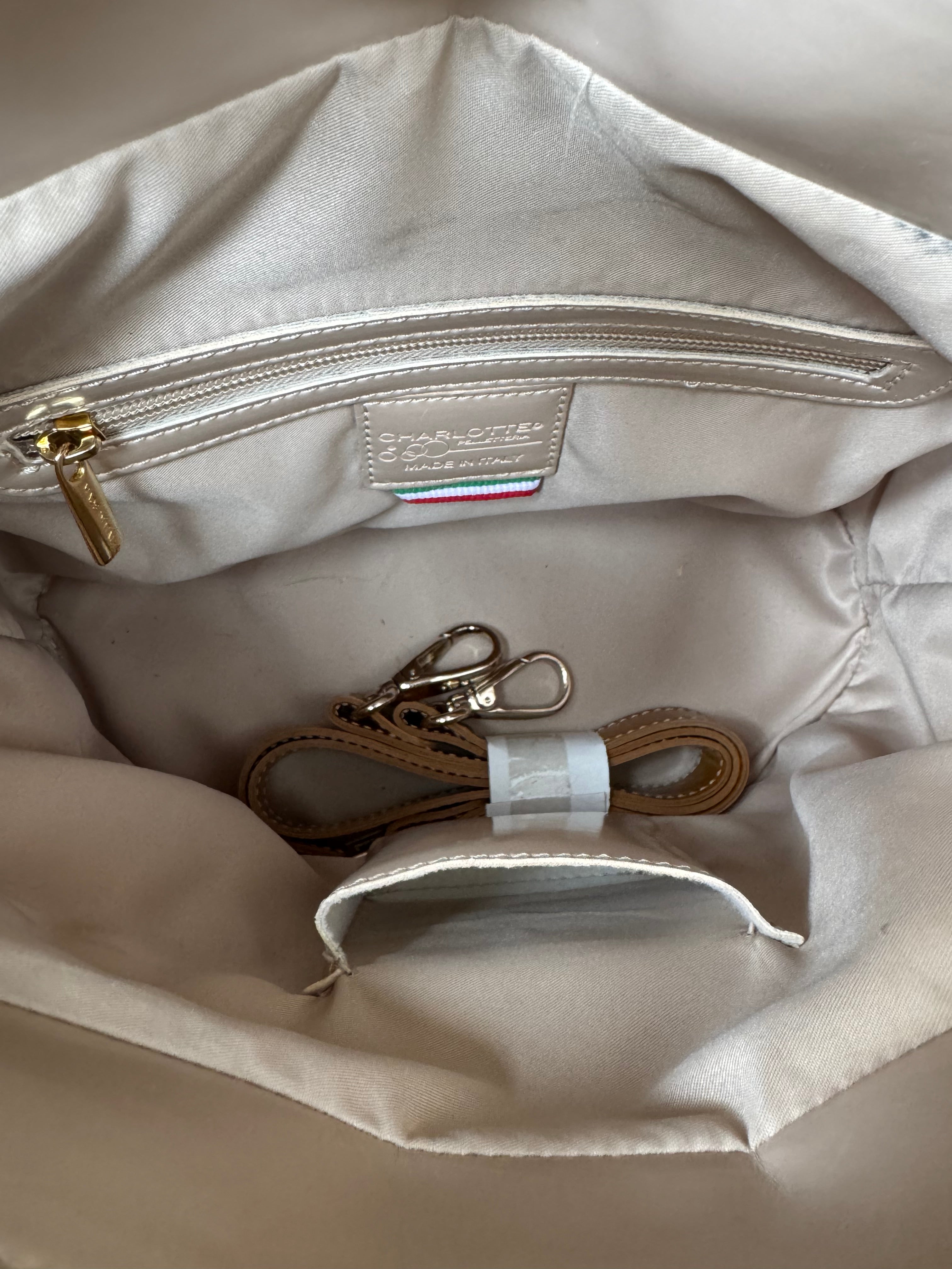 Charlotte Pelli Two-Tone Patent Leather Tote, Medium, Italy, Very Good