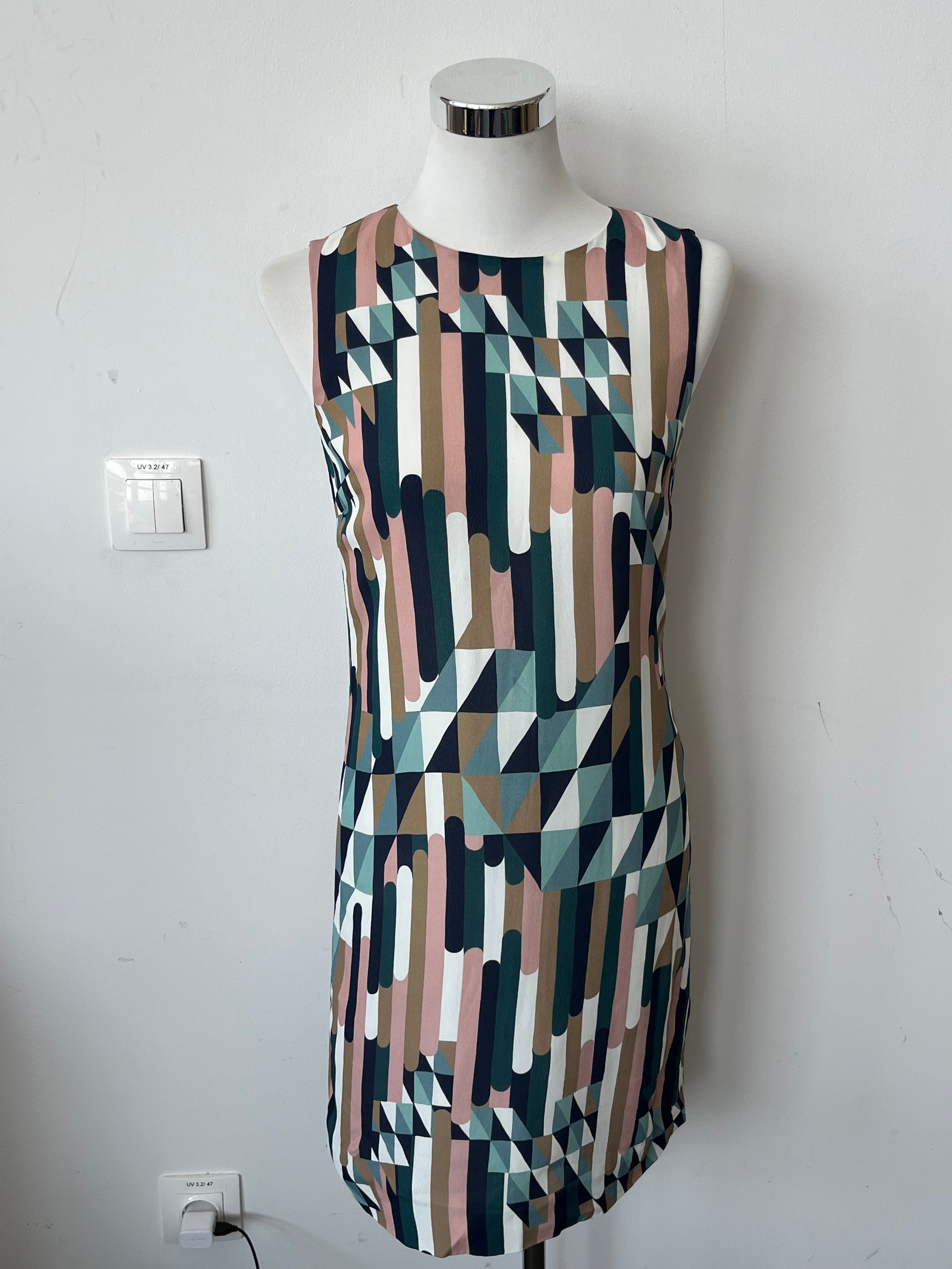 M Missoni Geometric Print Kleid Viskose Multicolor IT38 XS Wie Neu