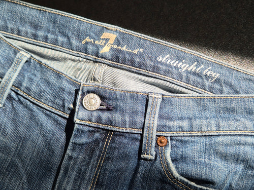 7 For All Mankind Straight Leg Jeans W30, Denim Blue, Good Condition