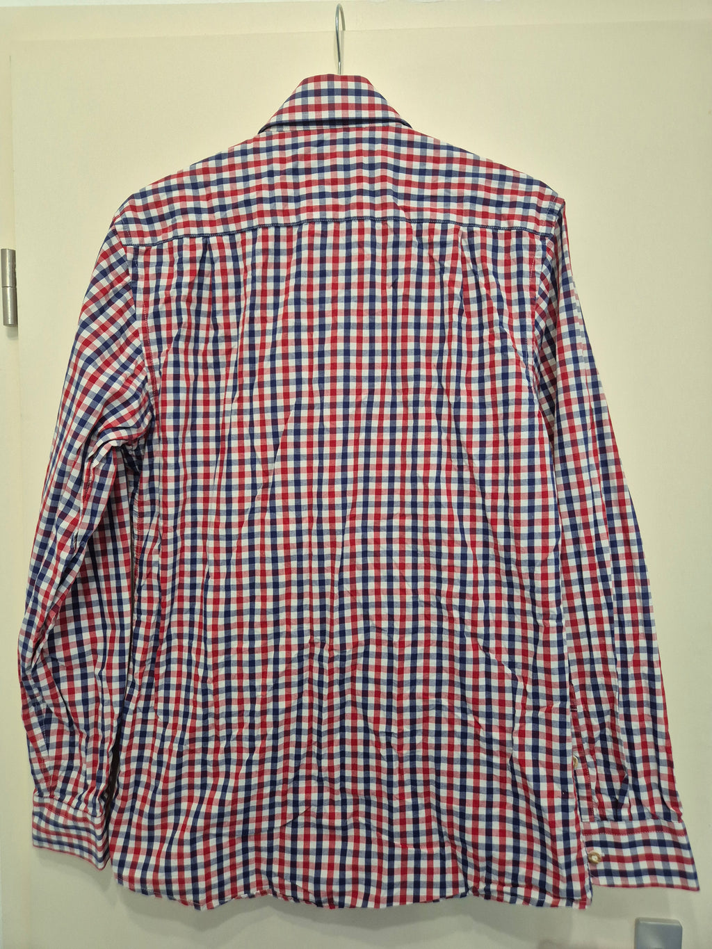 Almsach Trachtenhemd Langarm Baumwolle Karo Rot/Weiß/Blau Gr. S Sehr Gut