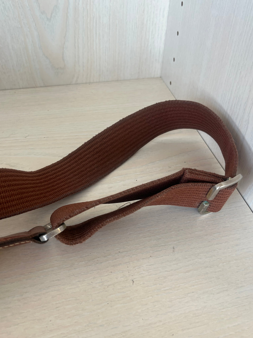 Longchamp Le Pliage Hobo/Crossbody, Medium, Nylon, Khaki/Cognac, Used Condition