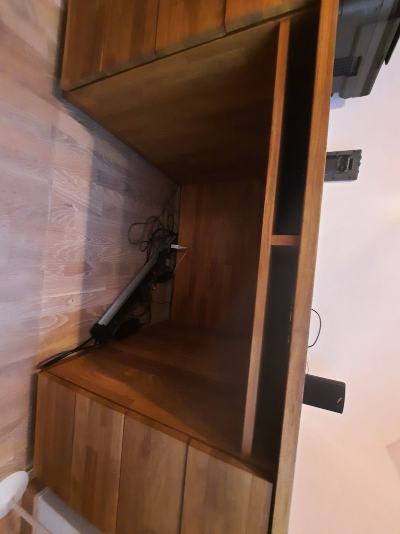 Großer Schreibtisch Eiche Massiv, 150×80 cm, 5 Schubladen, Matt, Sehr Gut