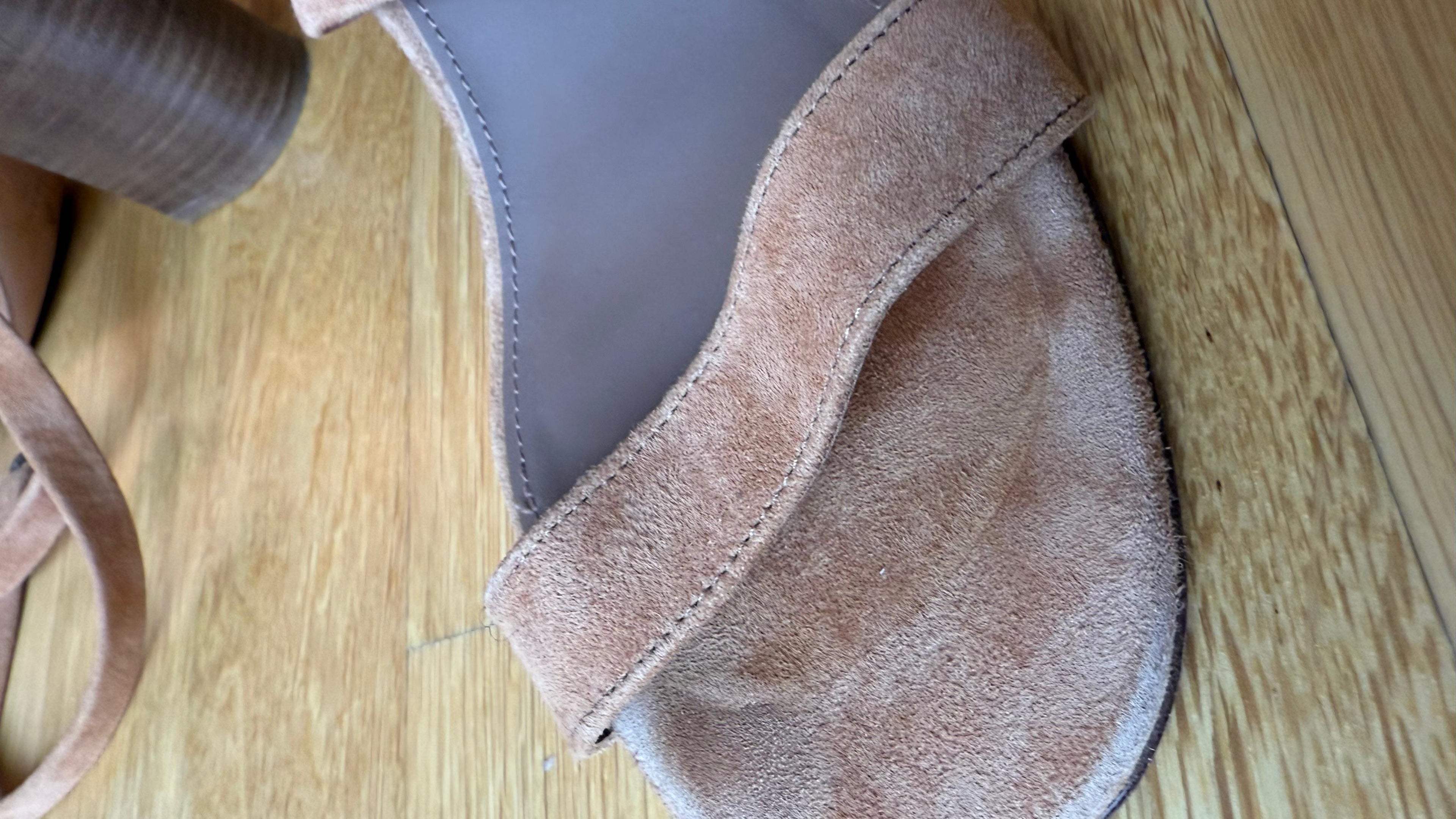 ba&sh Suede Block-Heel Sandals | EU 40 | Light Brown | Good Condition