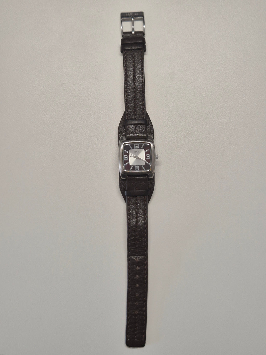 s.Oliver SO-1709-LQ Uhr, rechteckig, Quarz, Edelstahl, Lederarmband, gut