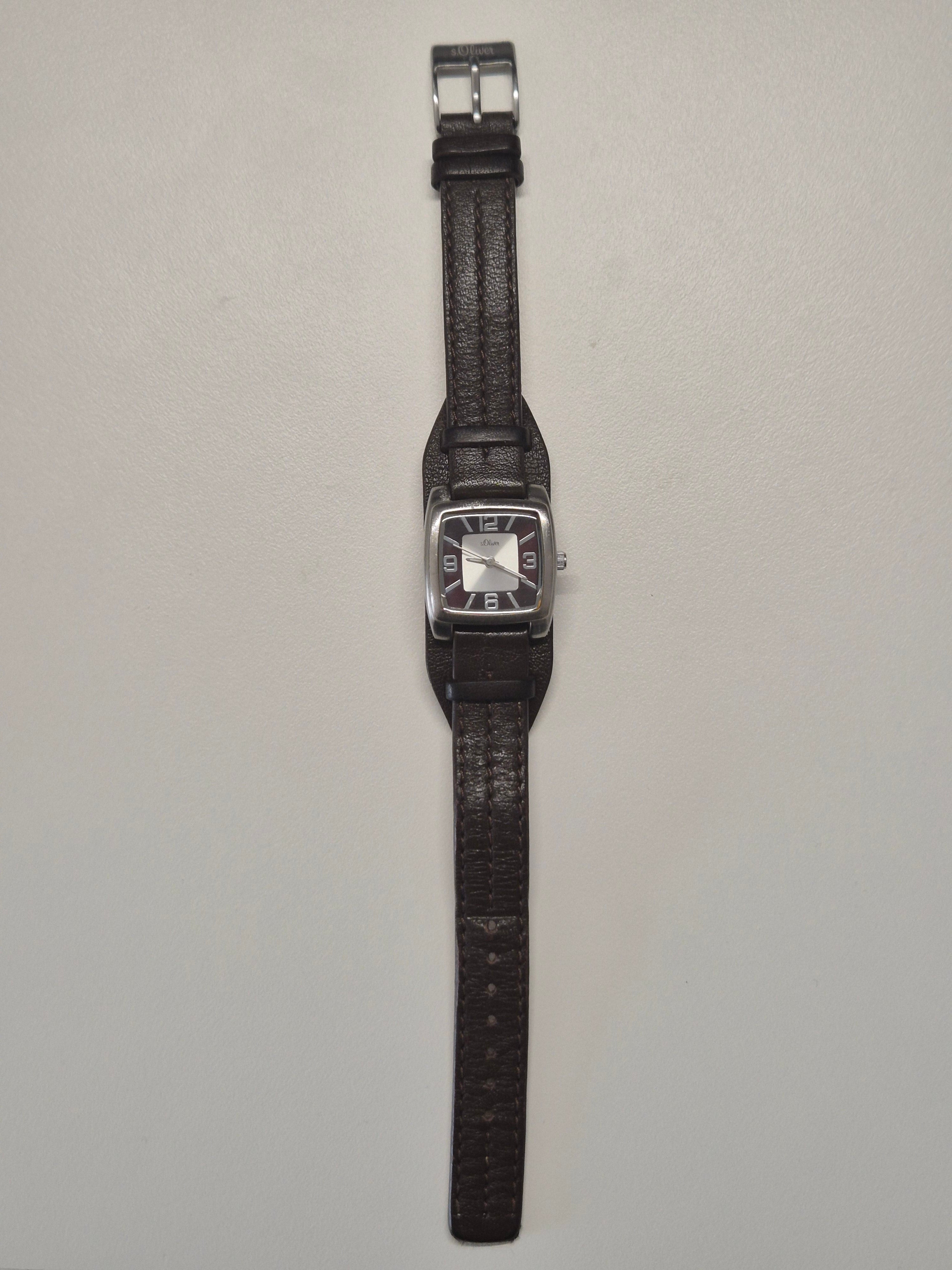 s.Oliver SO-1709-LQ Uhr, rechteckig, Quarz, Edelstahl, Lederarmband, gut