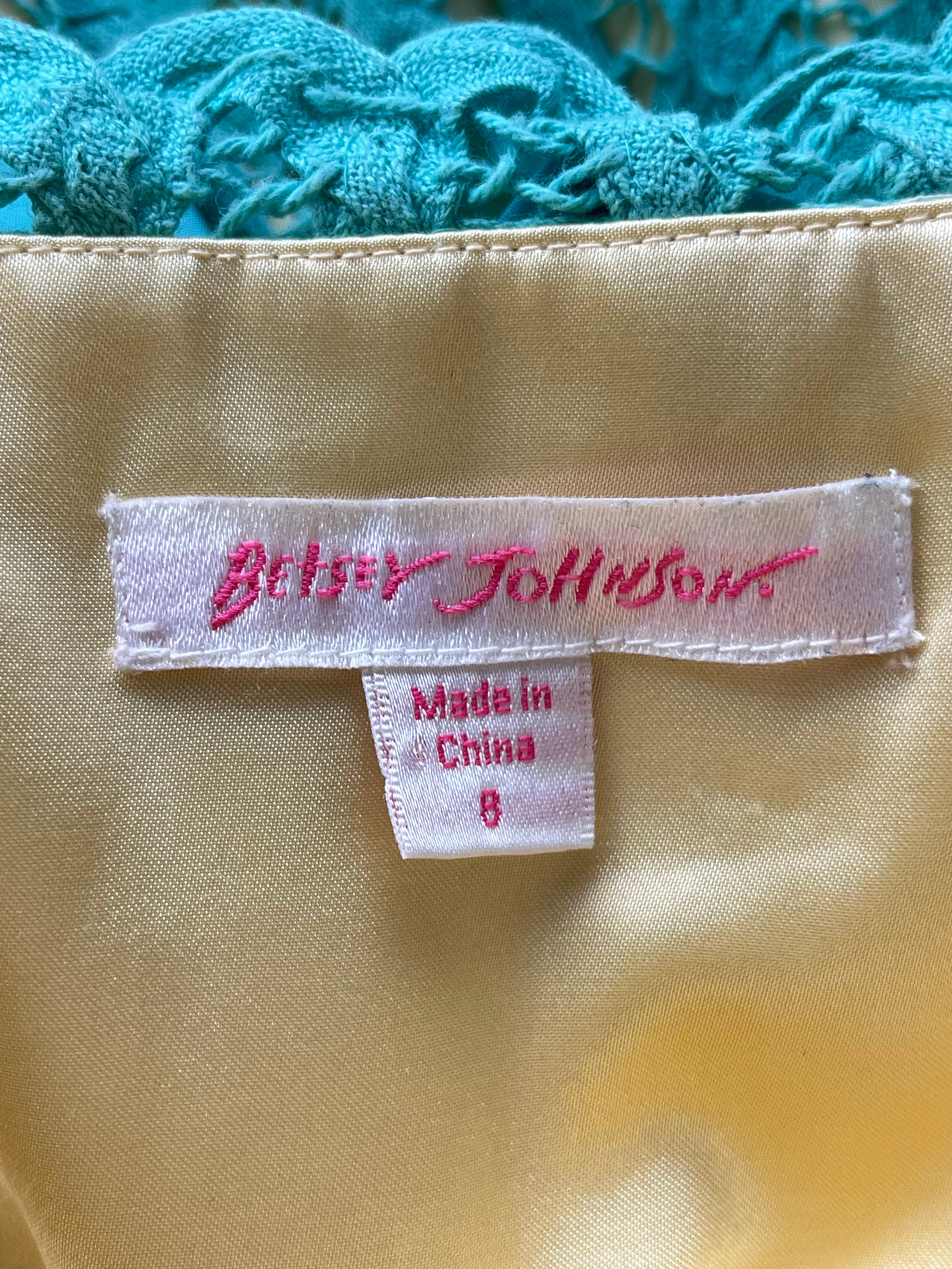 Betsey Johnson Cocktailkleid Spitze Aqua Gelb Gr. 8 Sehr Gut