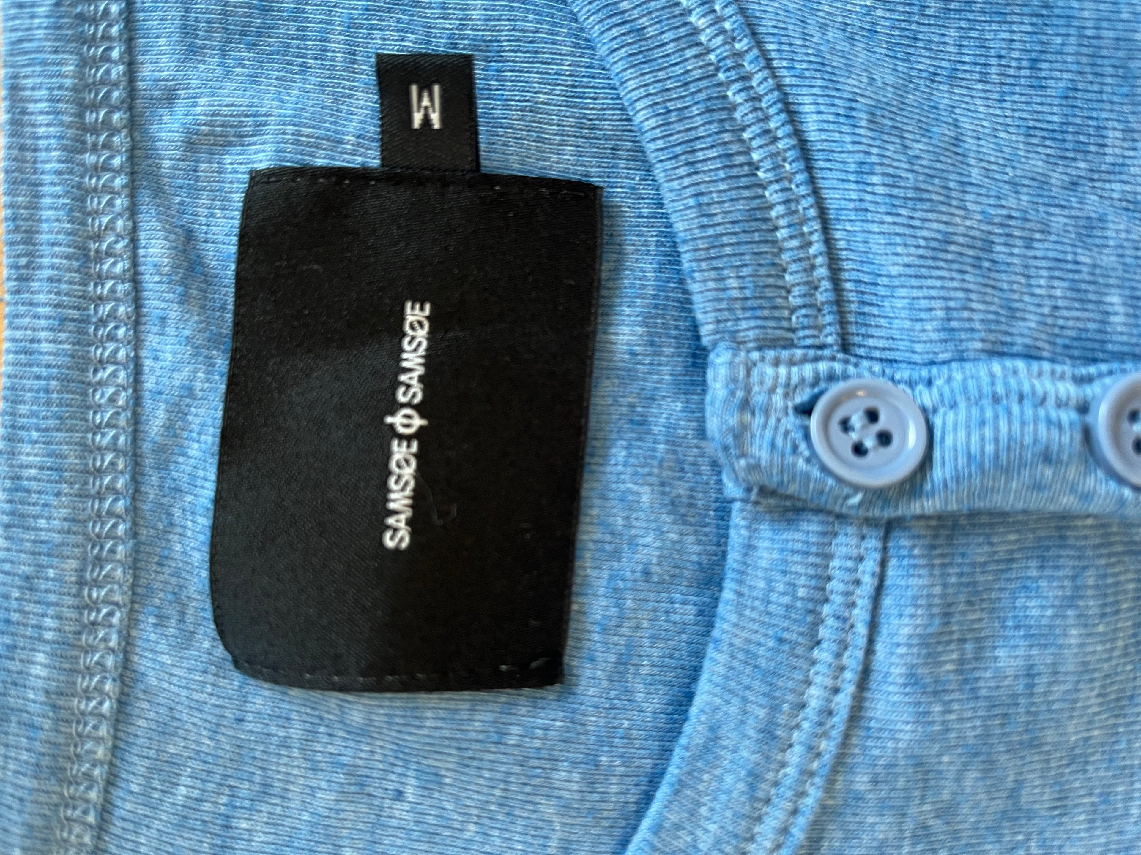 Samsøe Samsøe Men’s Long-Sleeve Henley, Blue, Size M, Very Good