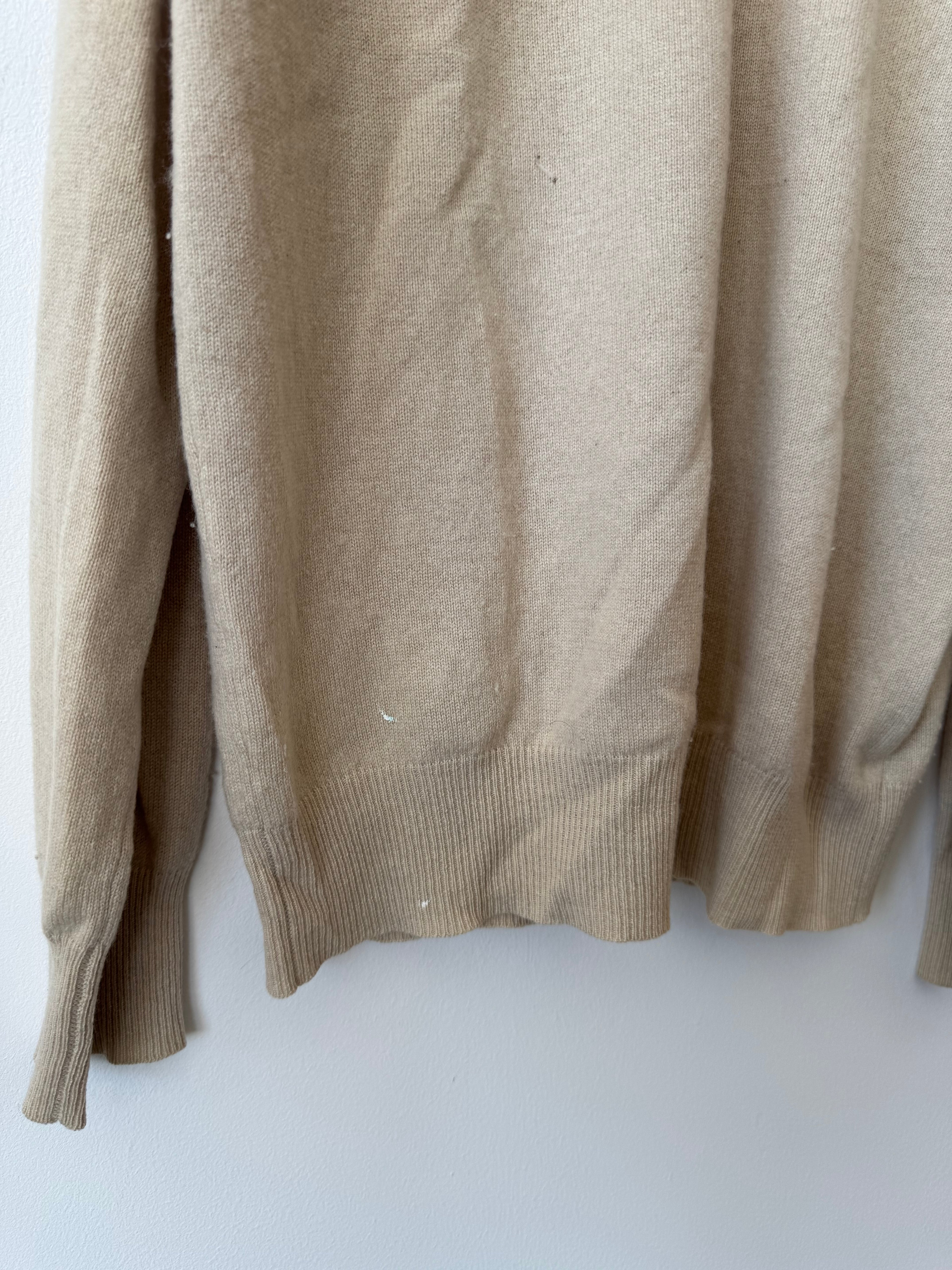 Otto Kern 100% Kaschmir V-Ausschnitt Pullover Gr. 48 (M/L) Beige, guter Zustand