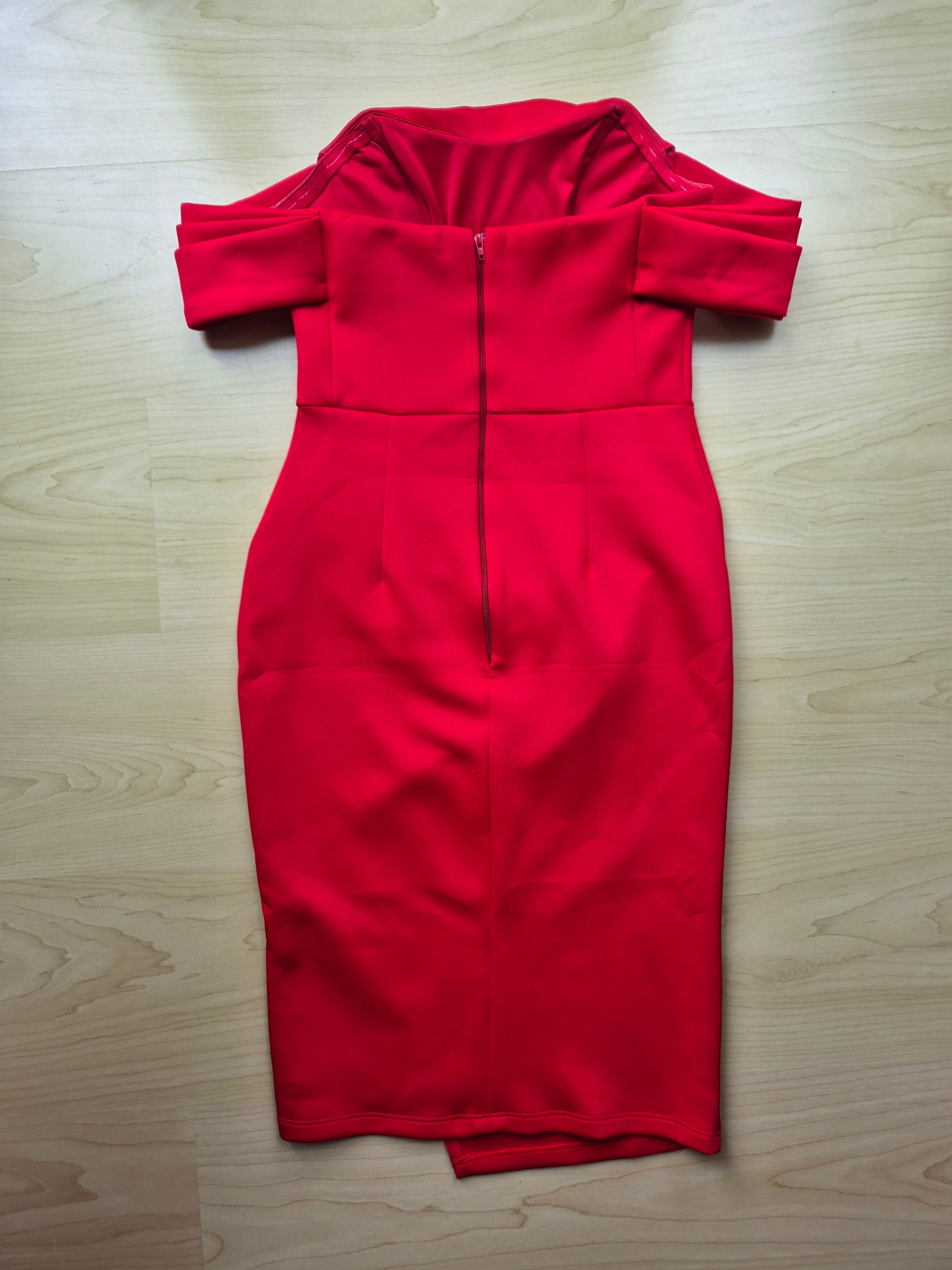 Miss Selfridge PETITE Off-Shoulder Kleid | Rot | EU 36 | Sehr gut