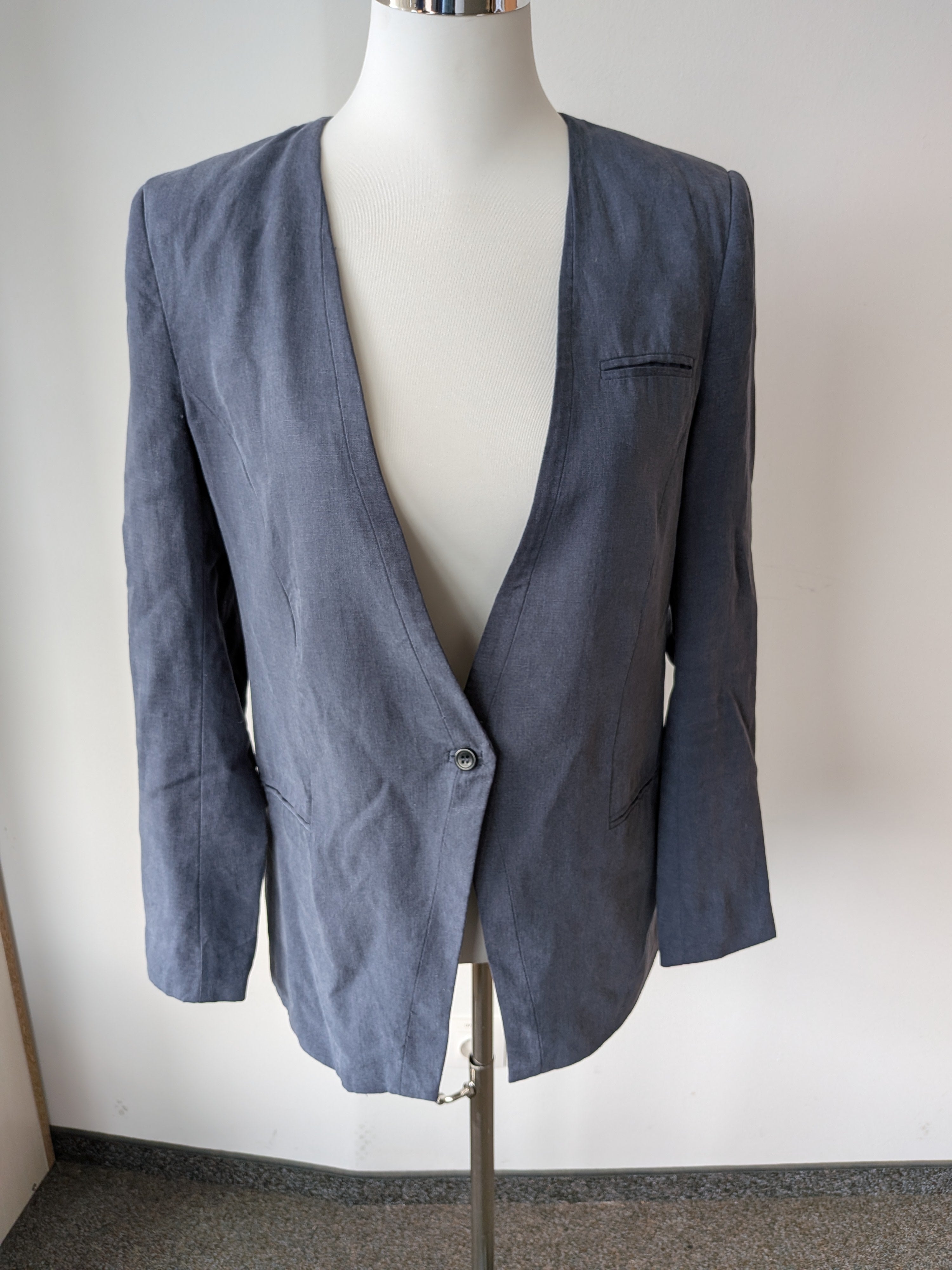 SELECTED FEMME SULENS Blazer – 100% Linen, Navy, EU 38, Good Condition