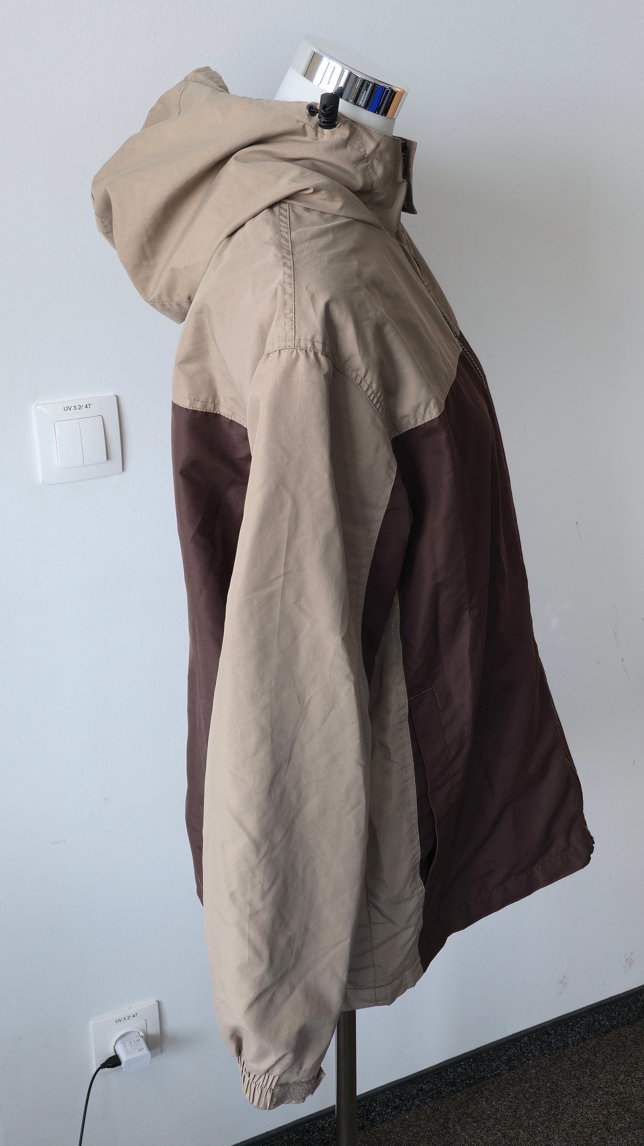 Polar Edge Two-Tone Nylon/Fleece Jacke Braun/Beige Gr. M, Kapuze, guter Zustand