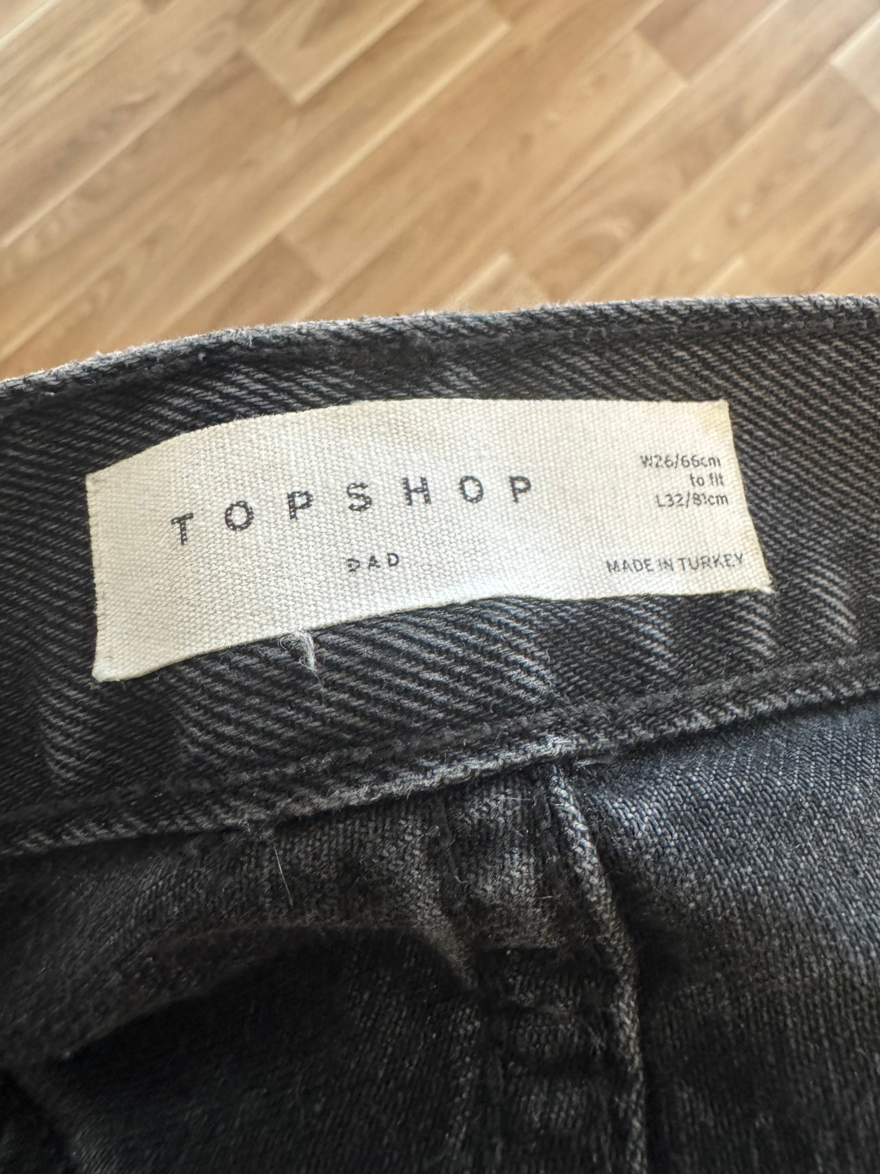 Topshop Dad Jeans – Schwarz – W26 L32 – 100% Baumwolle – Sehr guter Zustand