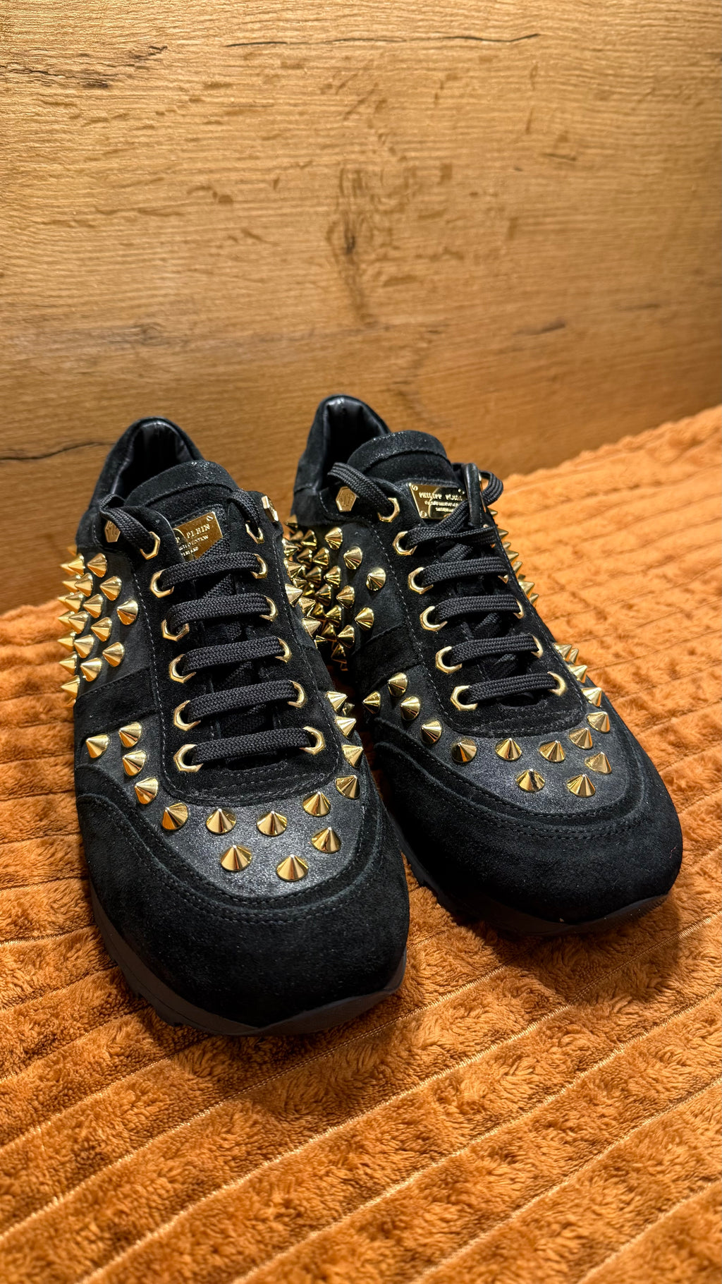 Philipp Plein Goldjungle Damen Sneaker Schwarz Gold 38 EU Wie Neu