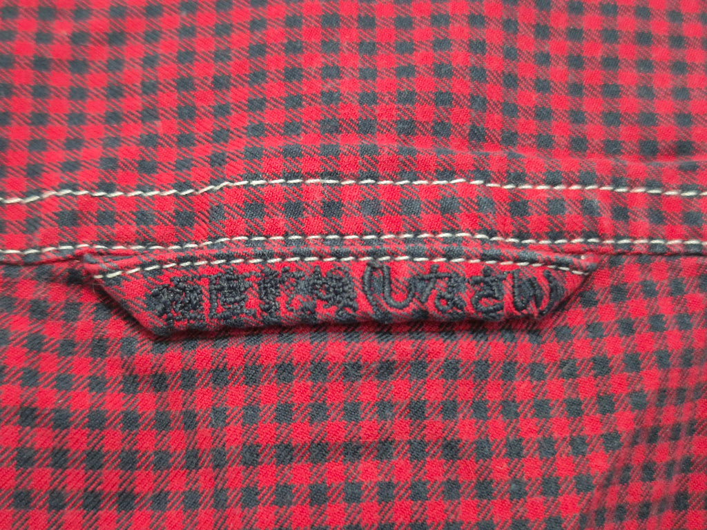 Superdry London Button Down Shirt L Red/Black Check Cotton Very Good