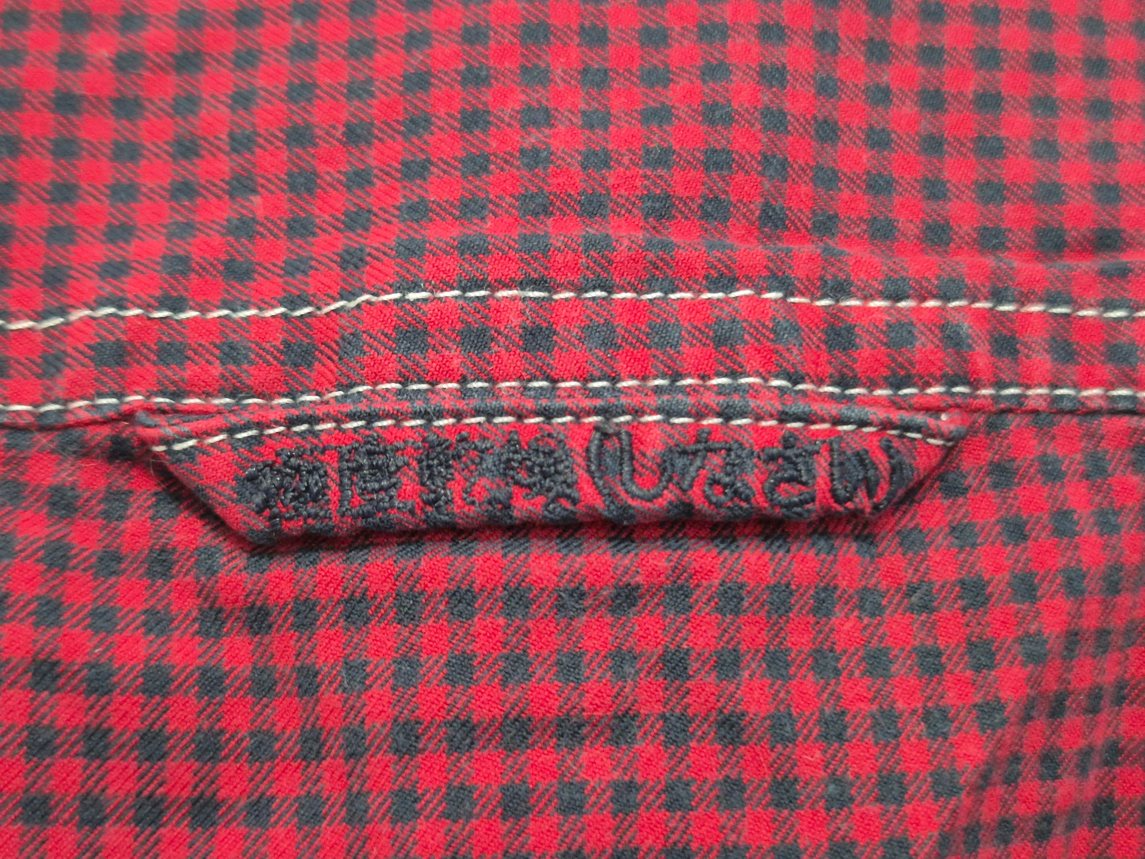 Superdry London Button Down Shirt L Red/Black Check Cotton Very Good