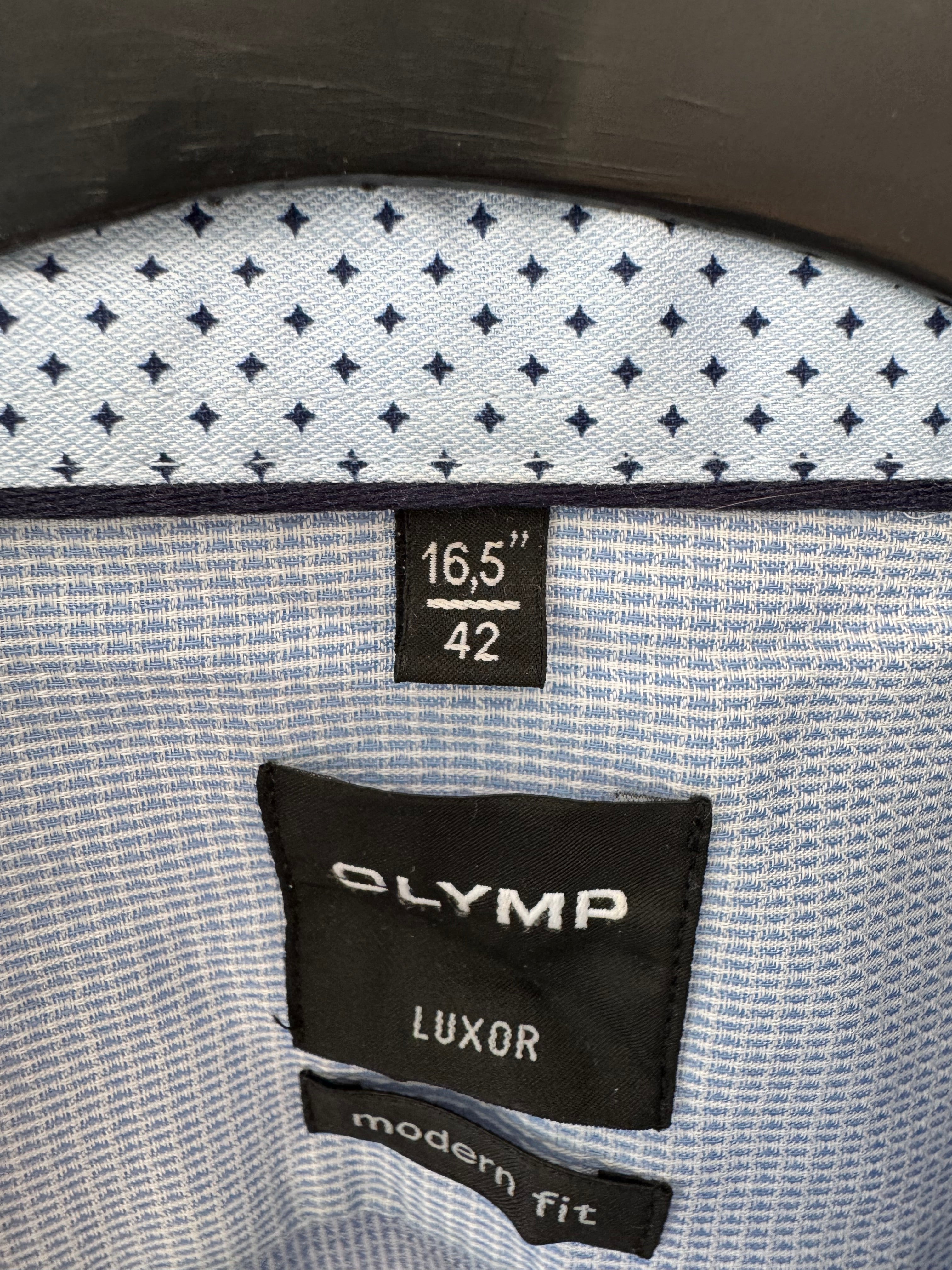 OLYMP Luxor Hemd 16½/42 Modern Fit, Hellblau, bügelfrei, guter Zustand