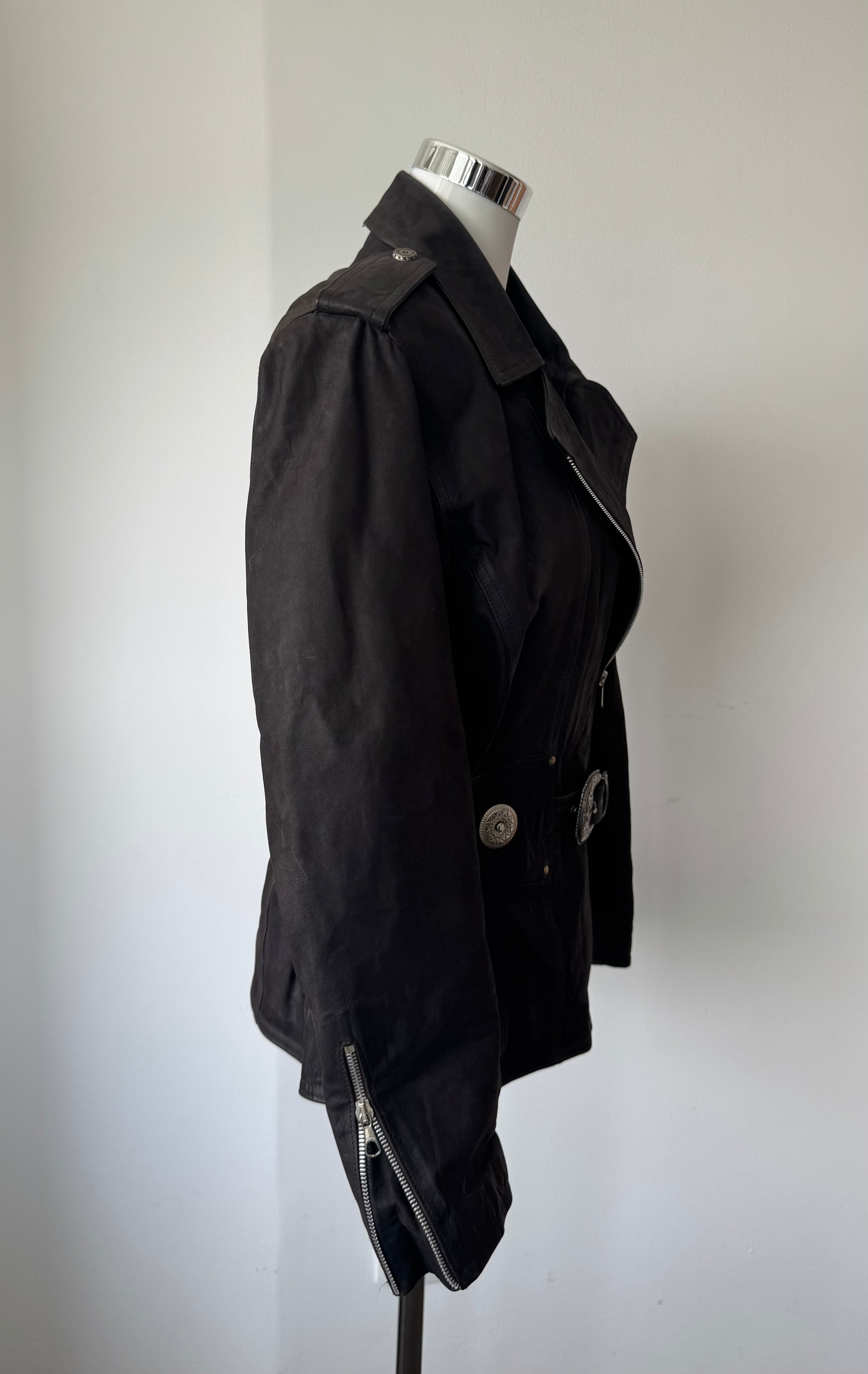 MPR Italian Leather Prize Biker Jacket Dark Brown Cowhide Men's Medium Good