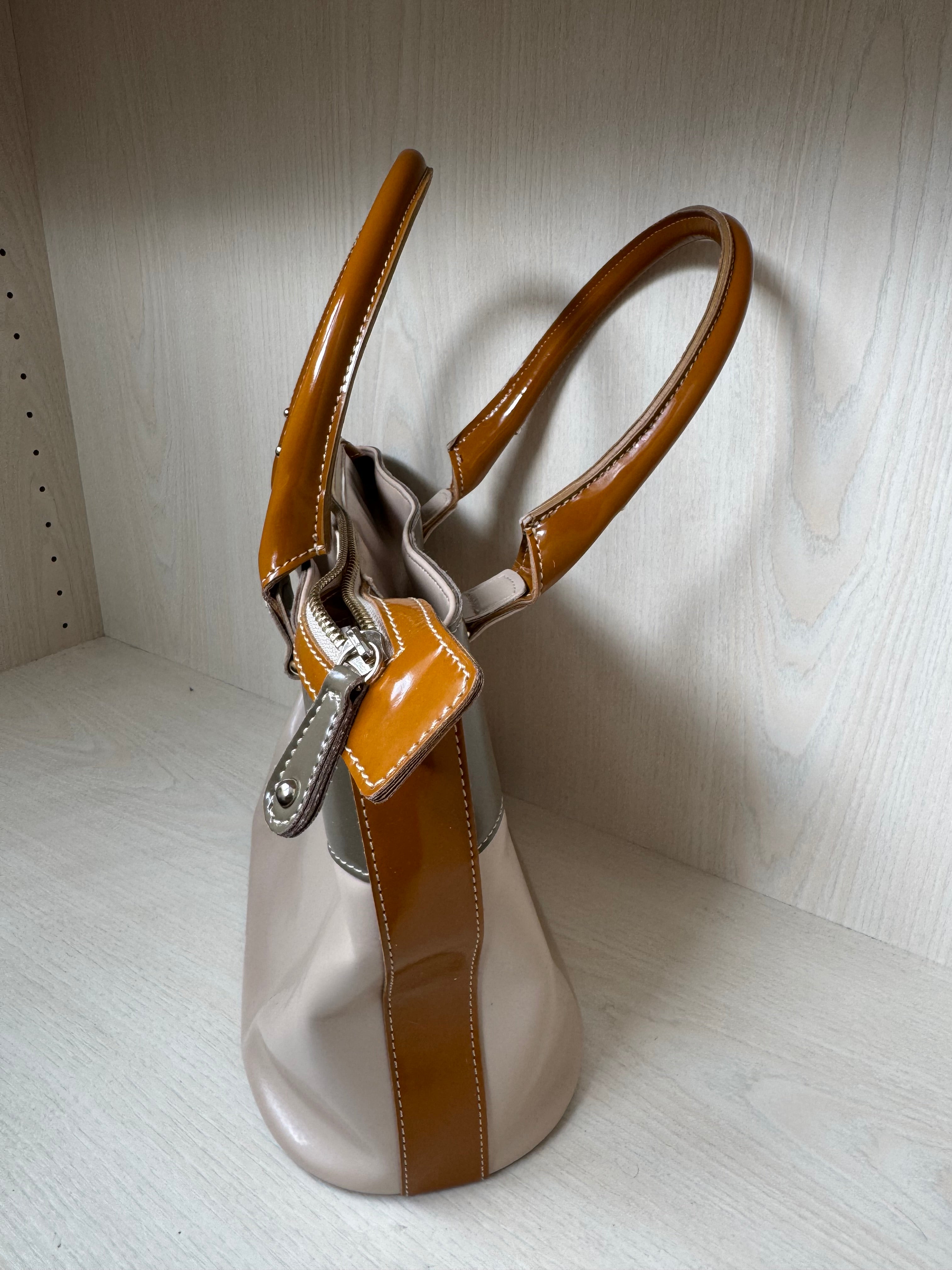 Charlotte Pelli Two-Tone Patent Leather Tote, Medium, Italy, Very Good