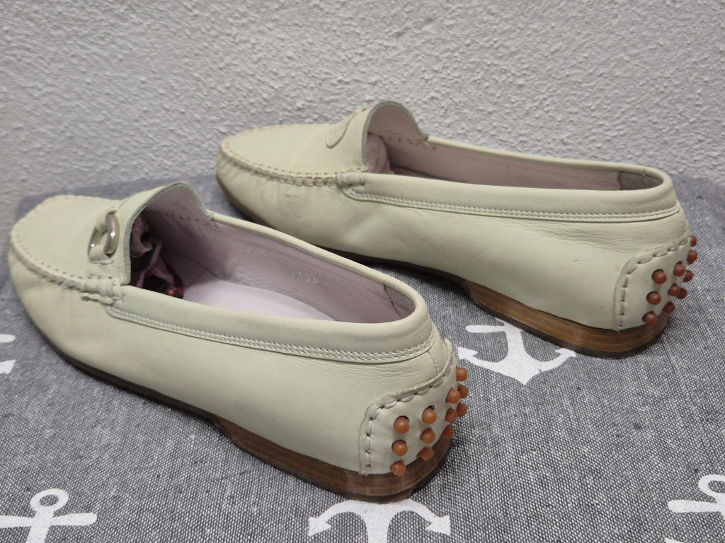 Sioux Damen Leder Mokassins / Loafer, Creme, Gr. 37.5, guter Zustand