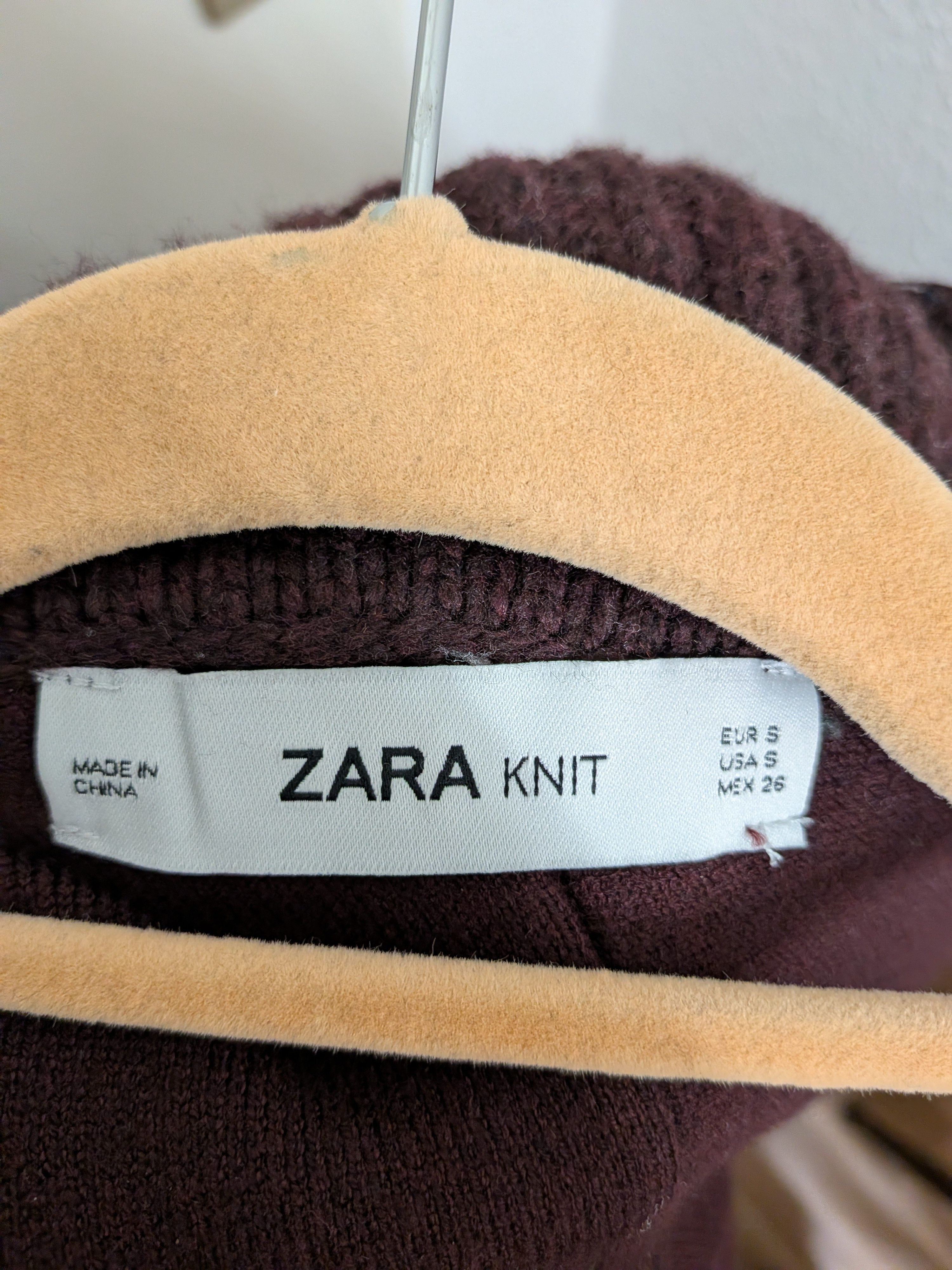 ZARA Strick Rollkragen Poncho/Cape, Dunkelburgund, Gr. S, Wie Neu