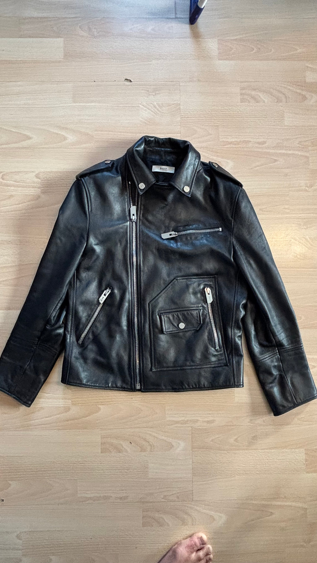 Bally Herren Bikerjacke Lammleder Schwarz EU 50 / US 40 Sehr Gut