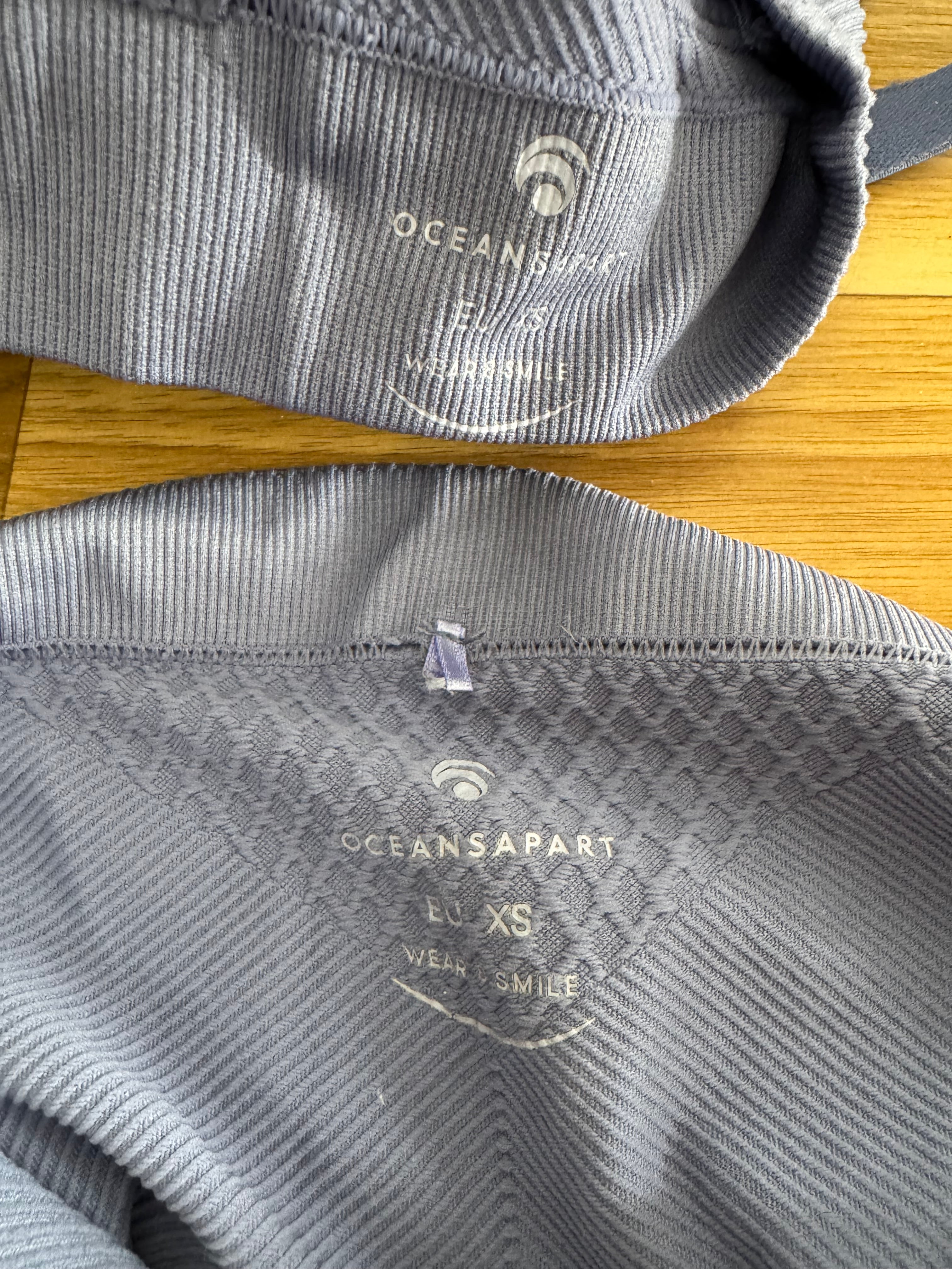 OceansApart Baby Bump Seamless Rib Set – Blue, Size XS, Good Condition
