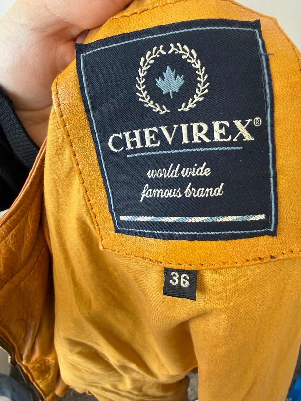 Chevirex Damen Bikerjacke – Echtleder, Gelb, Gr. 36, Guter Zustand