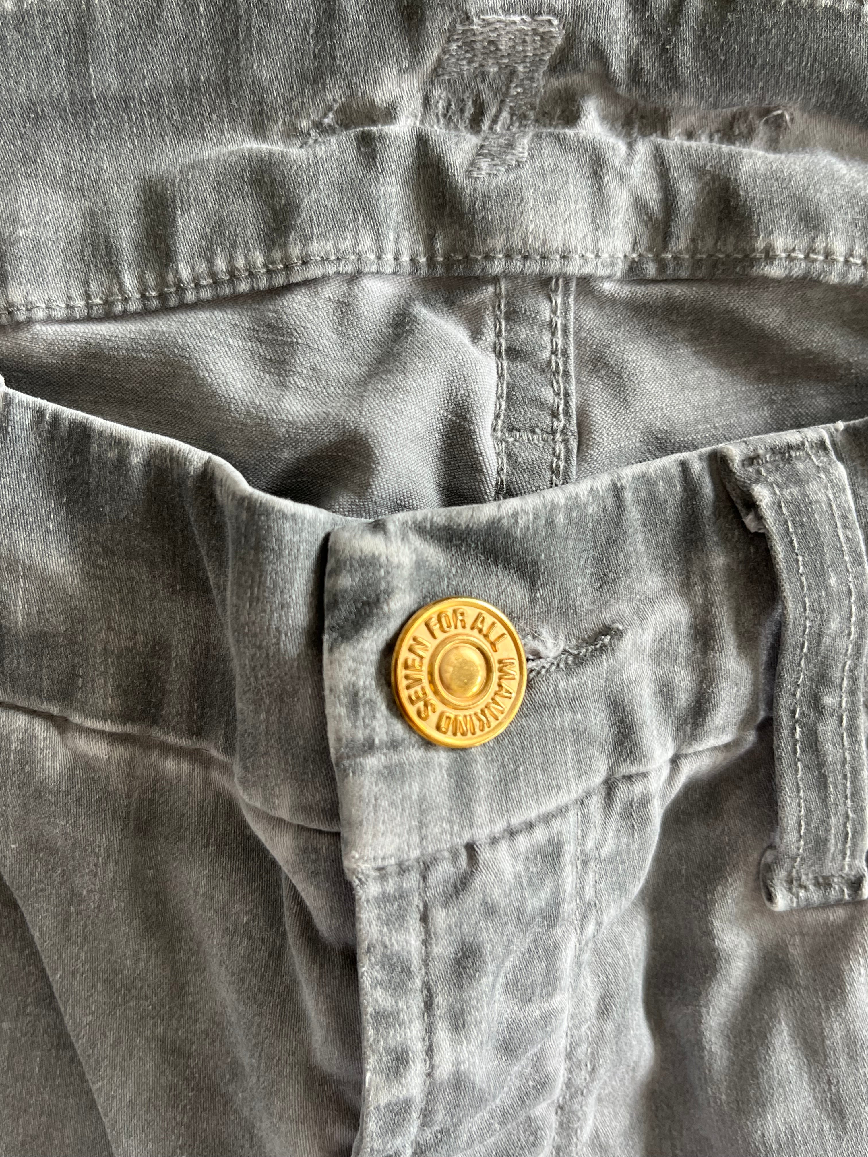 7 For All Mankind Damen Cordhose Grau Skinny mit Reißverschluss Gr. 25, Gut