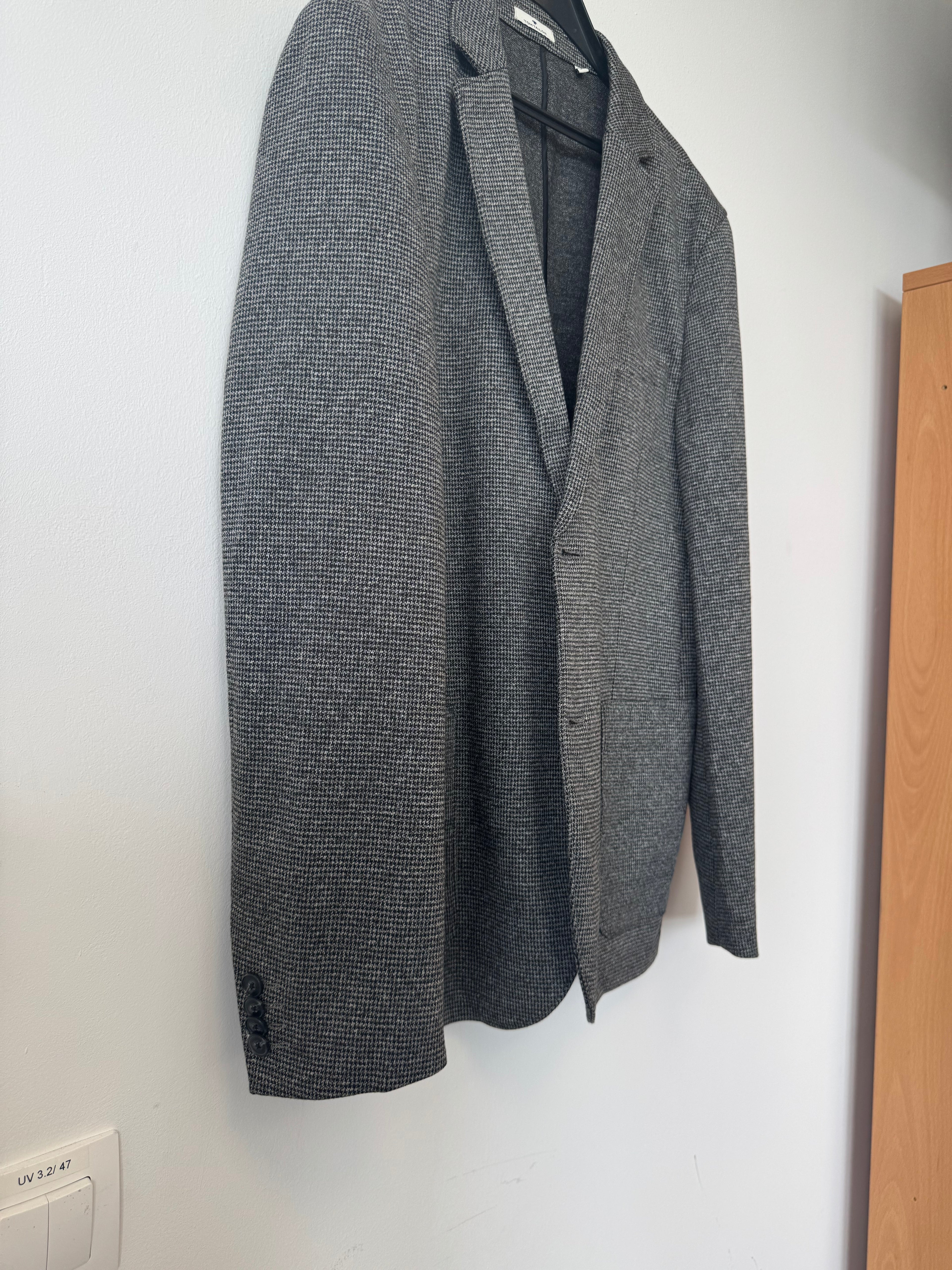Tom Tailor Herren Blazer – Grau, Gr. 54, Polyester-Baumwolle, guter Zustand