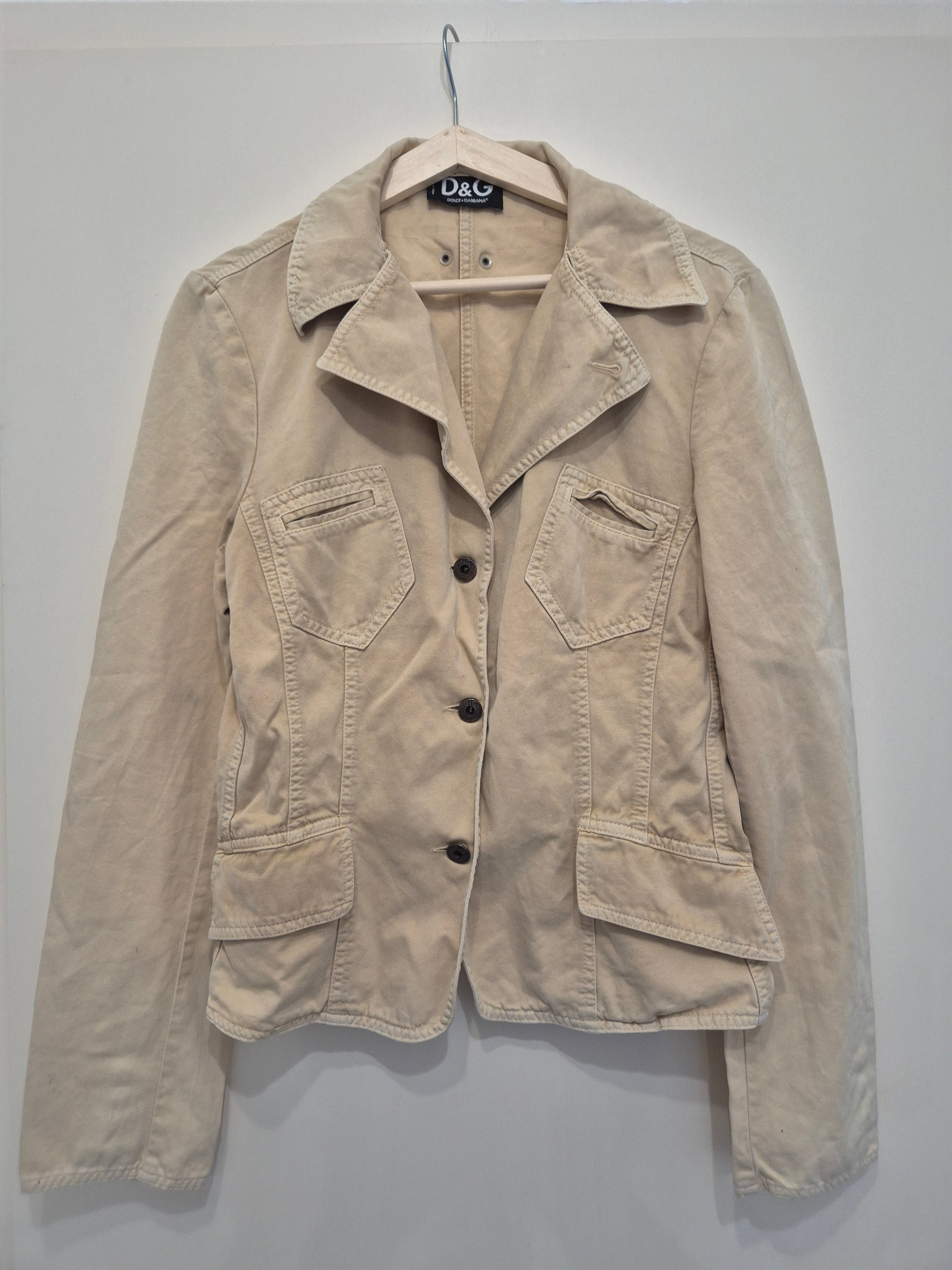 D&G Damen Blazer Jacke Baumwolle, IT 44/M, Beige, Made in Italy, guter Zustand