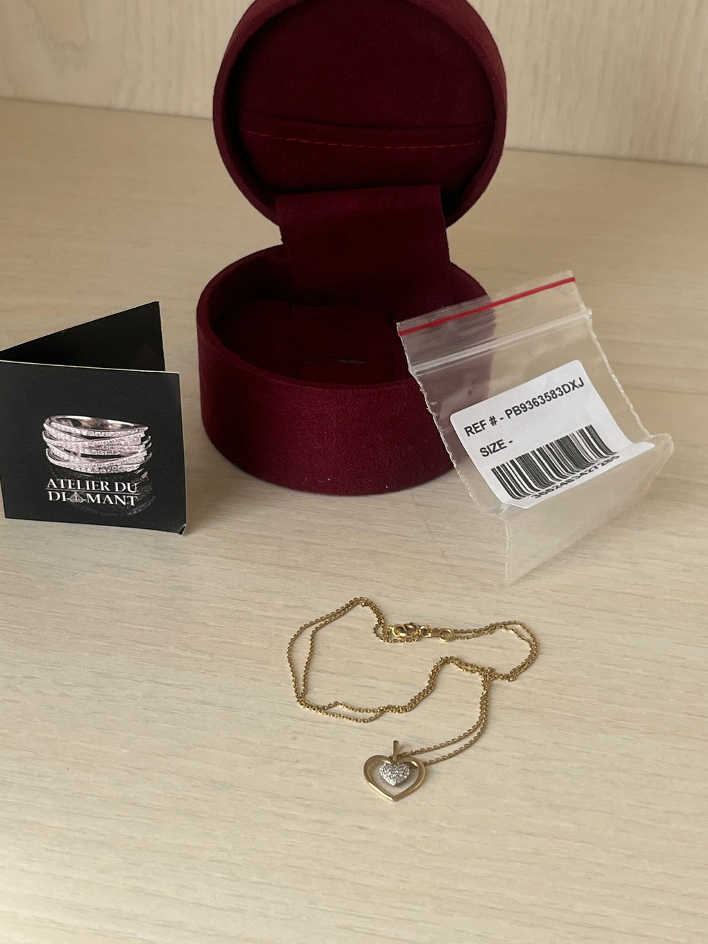 Atelier du Diamant Herz-Kette – 18K vergoldet, 925 Silber, Diamant, Wie Neu