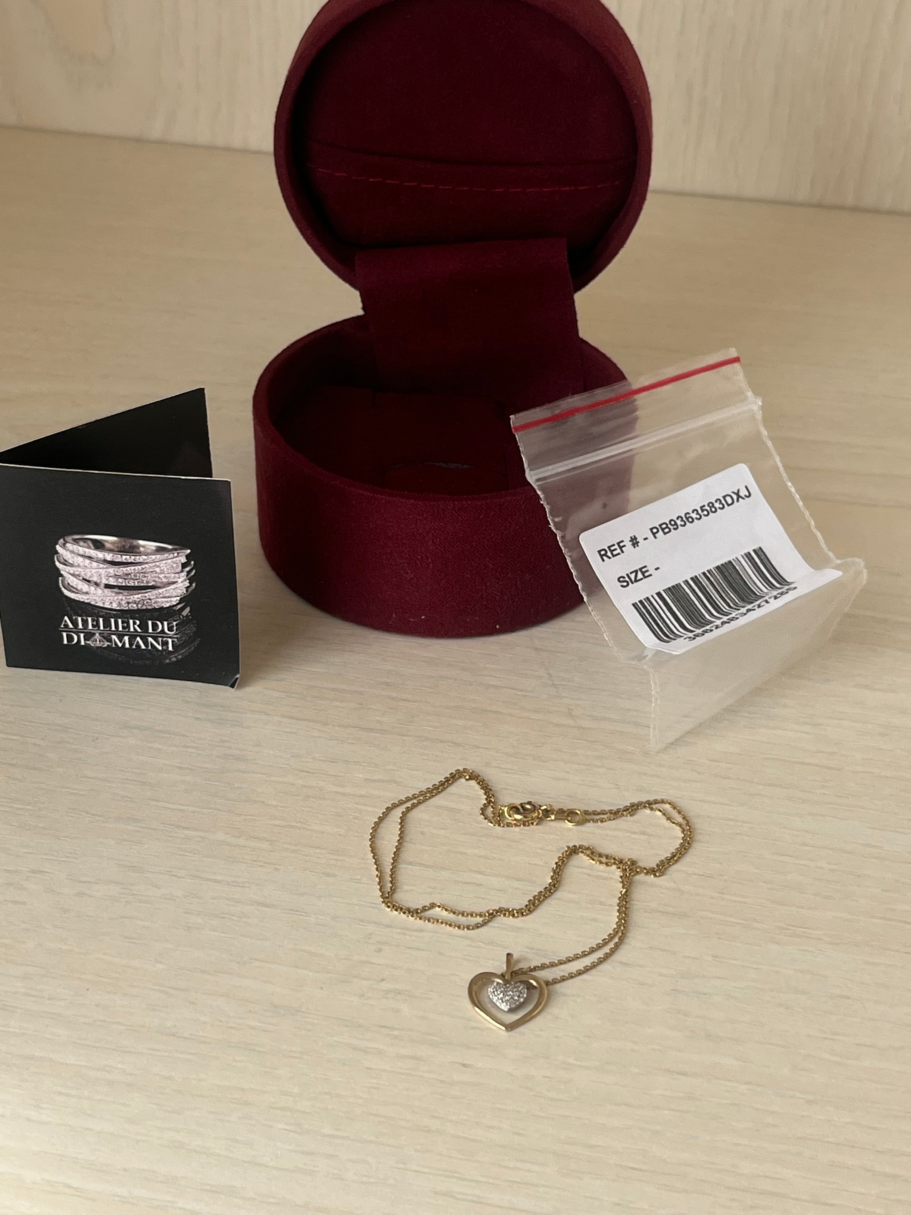 Atelier du Diamant Herz-Kette – 18K vergoldet, 925 Silber, Diamant, Wie Neu